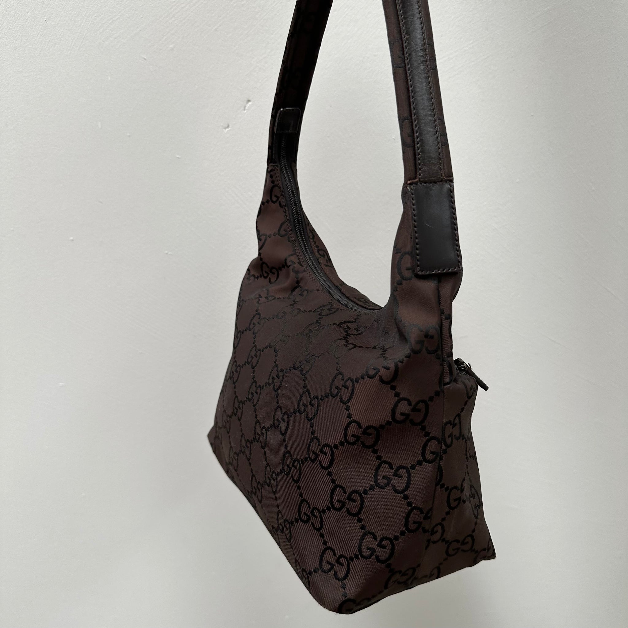 Gucci GG Print Shoulder Bag Brown