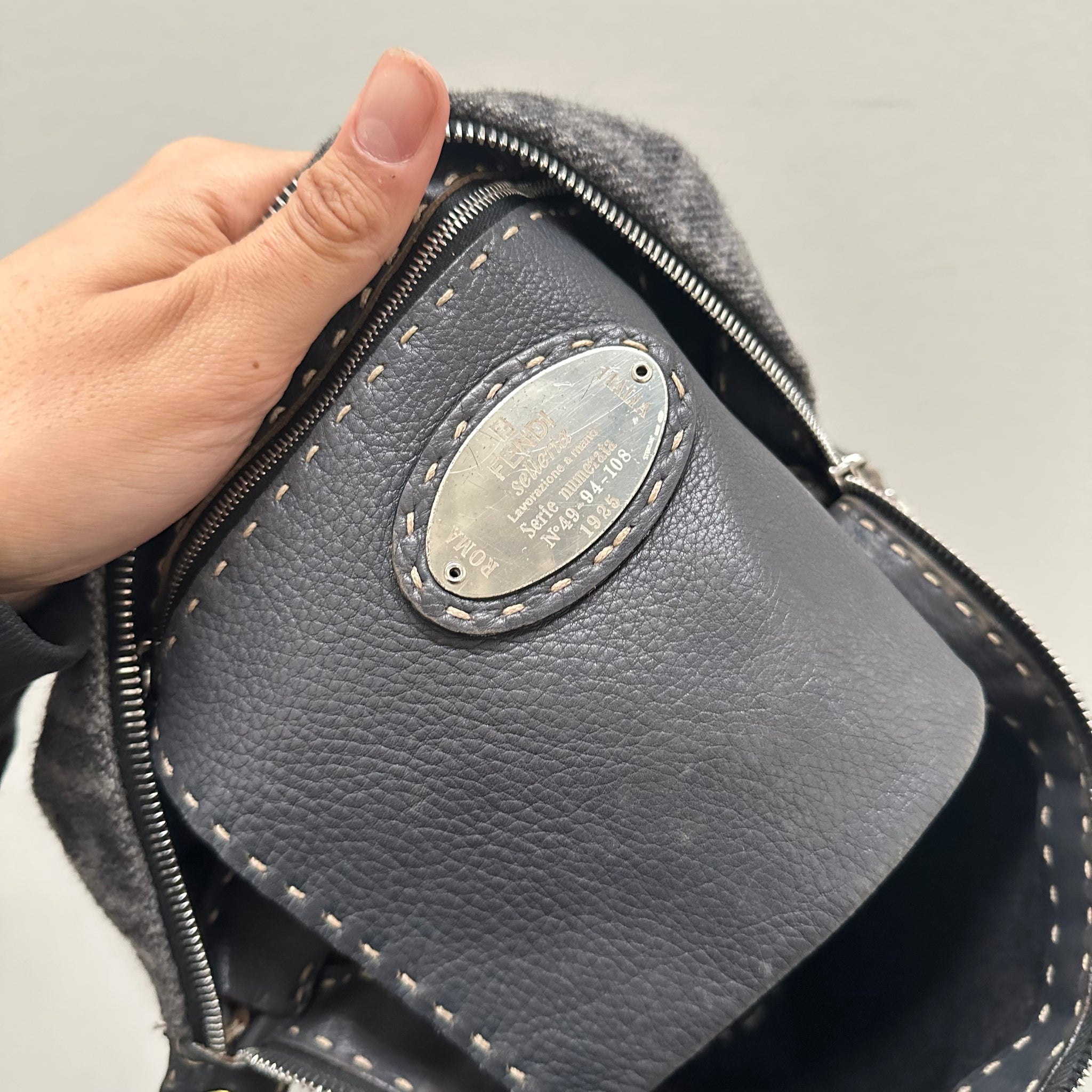 Fendi Wool Material Grey Crossbody Bag
