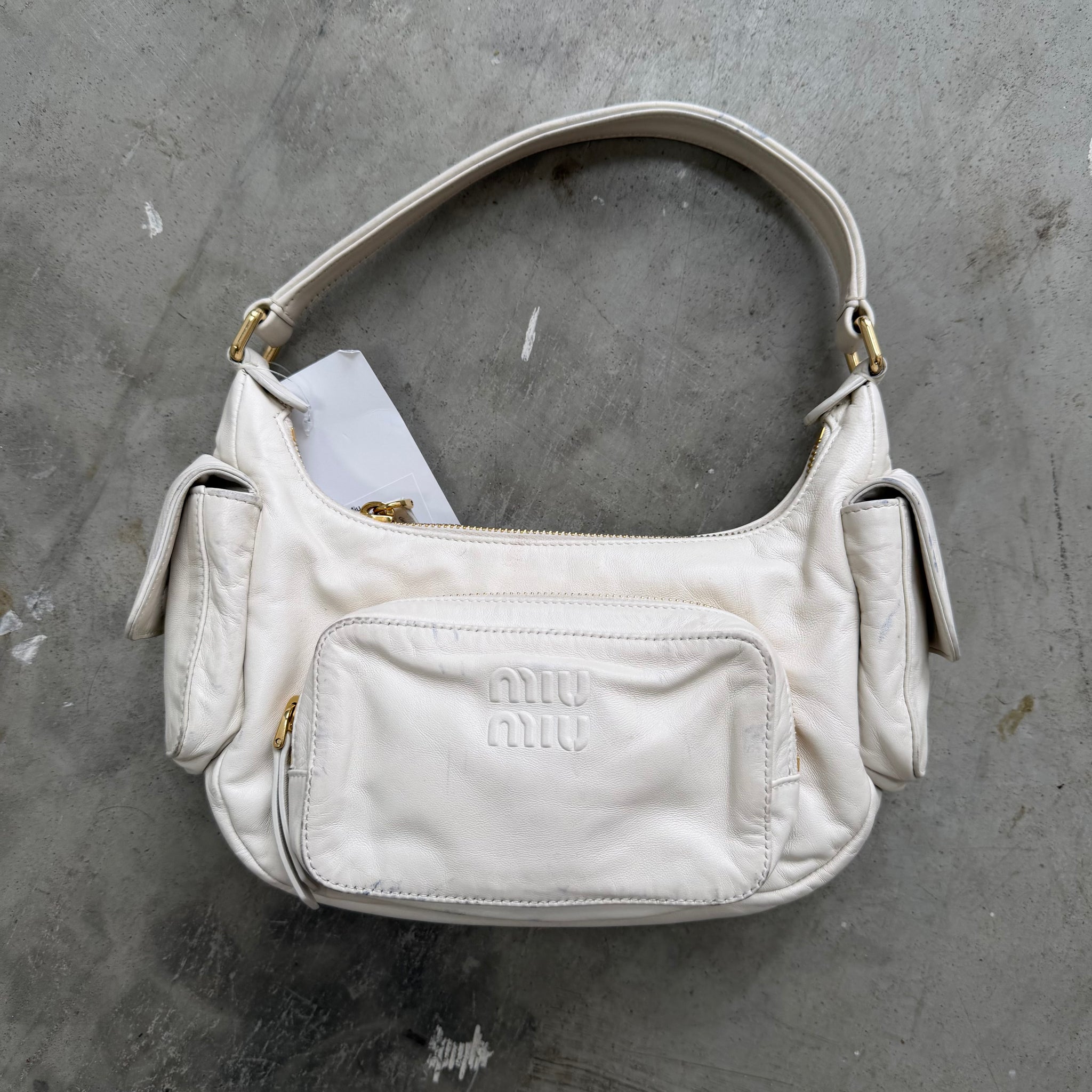 Miu Miu White Nappa Leather Pocket Bag