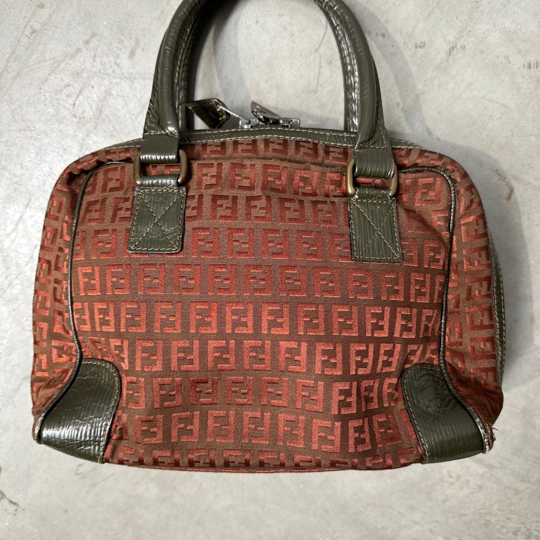 Fendi Mini F Zucchino Canvas Hand Bag Brown