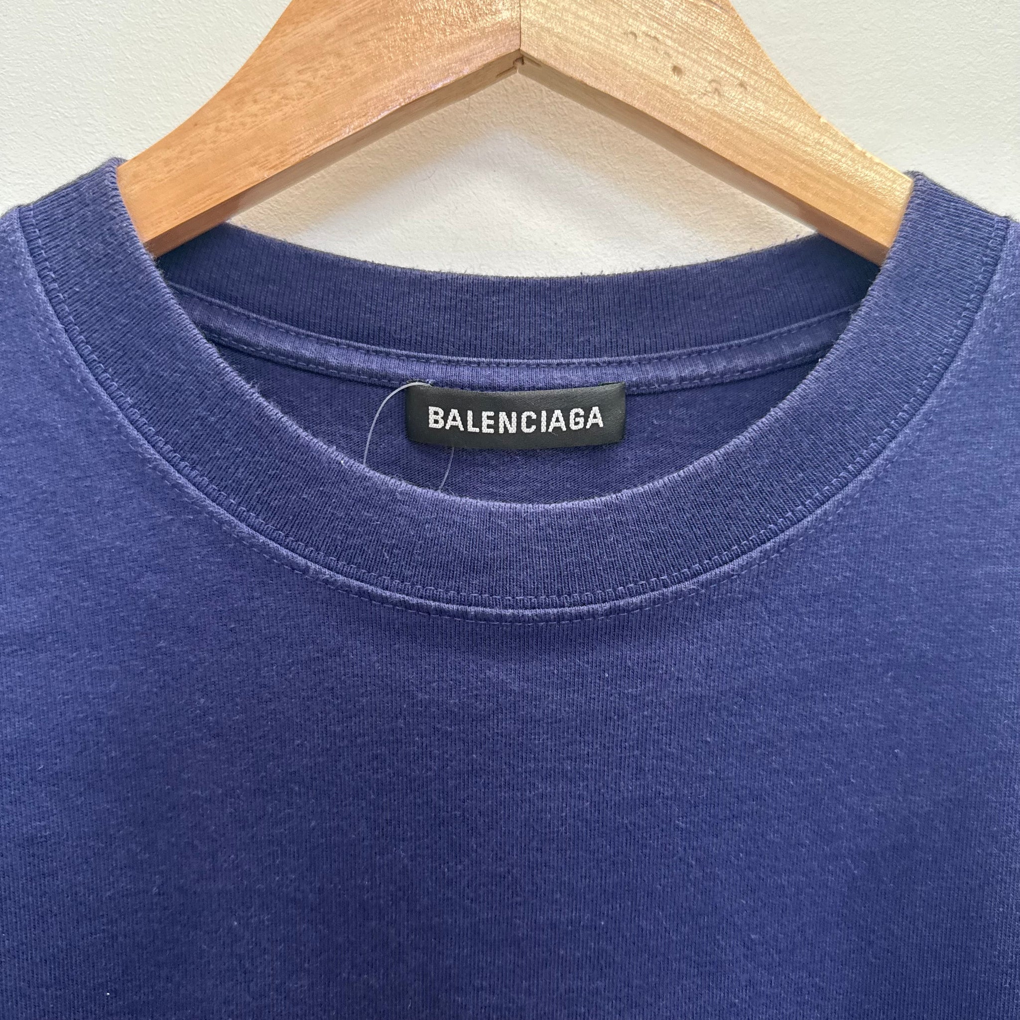 Balenciaga Copyright Logo Blue T Shirt (Size L)