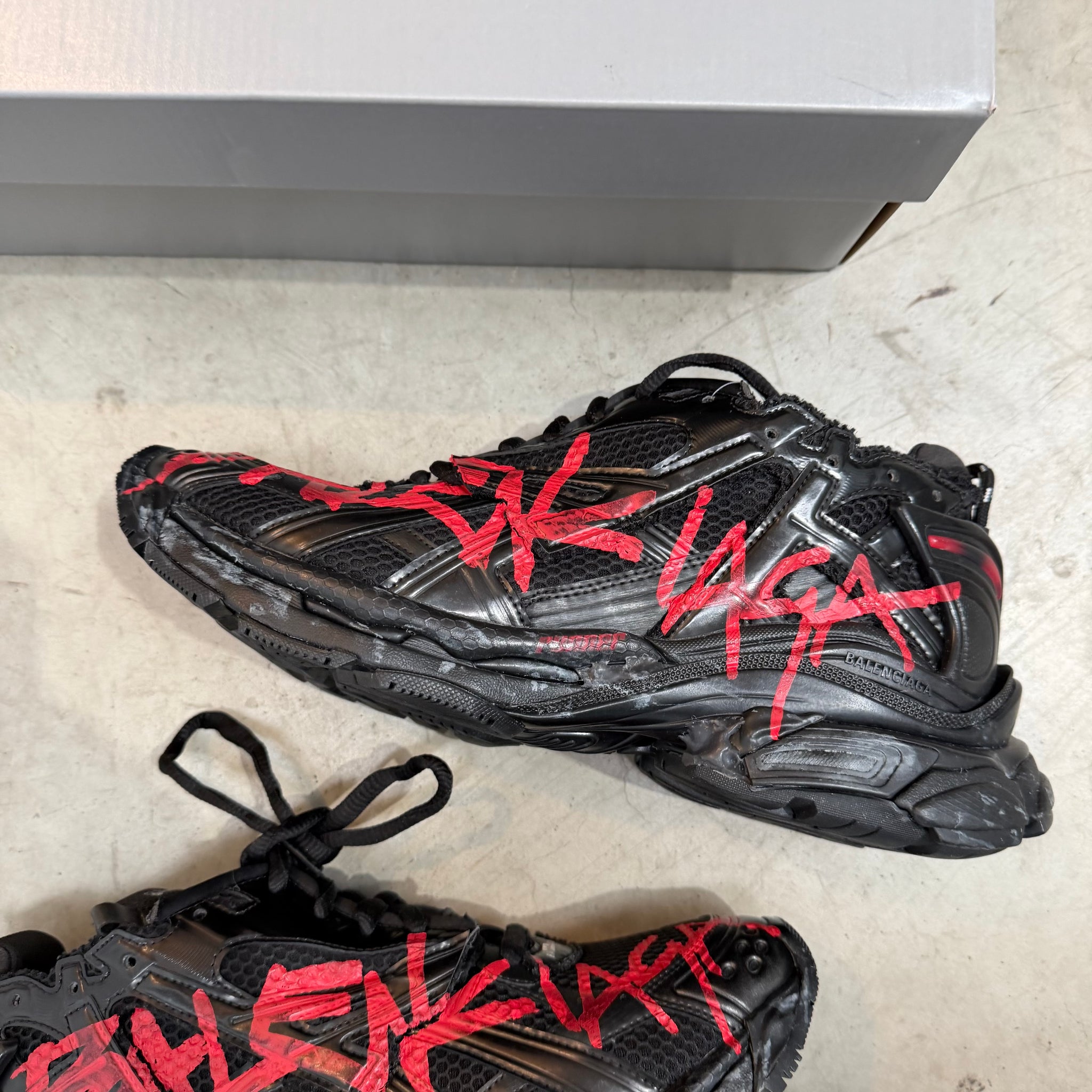 Balenciaga Black Graffiti Runner Sneaker (EU45/US12)
