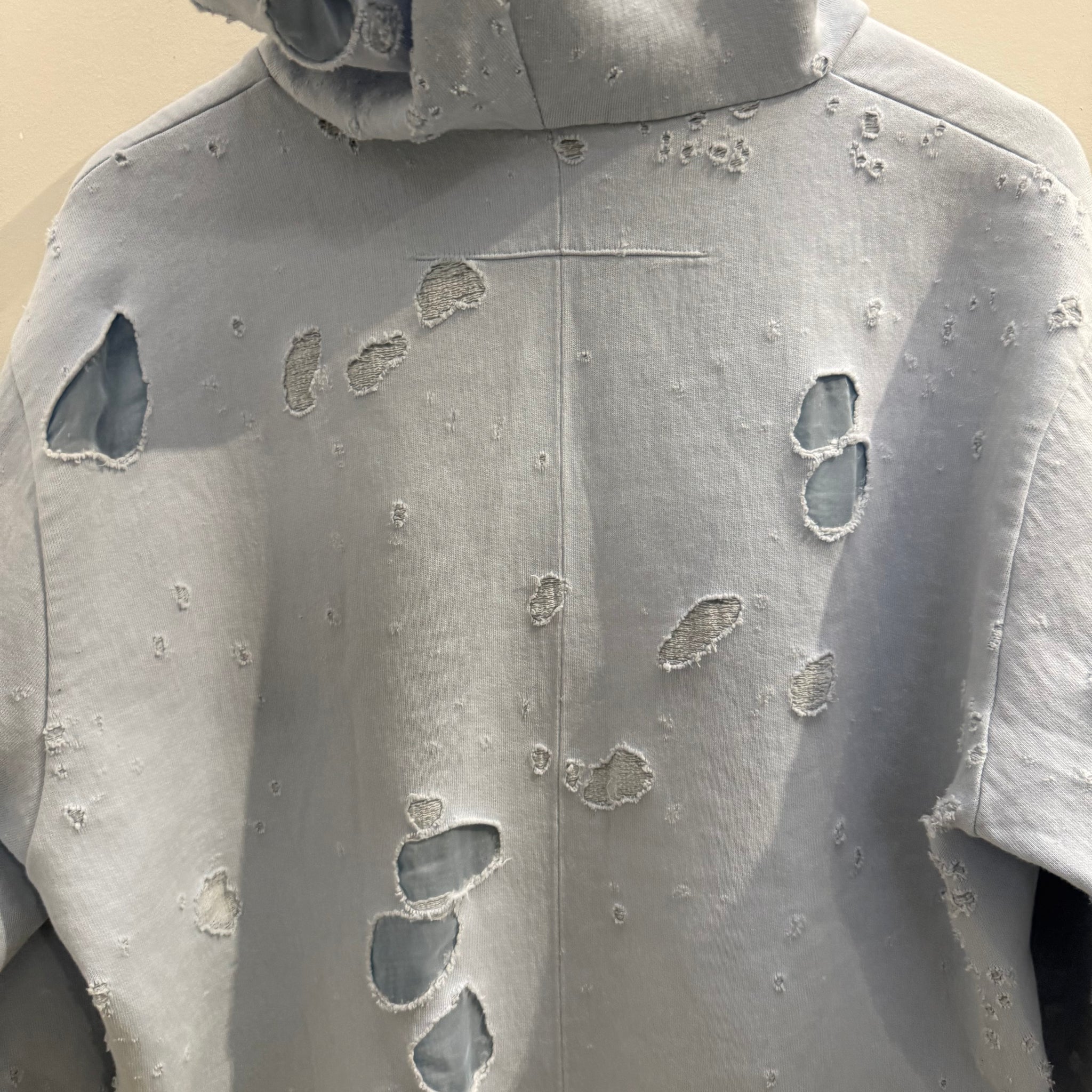 Givenchy Blue Distressed Front Logo Blue Hoodie (fits L-XL)