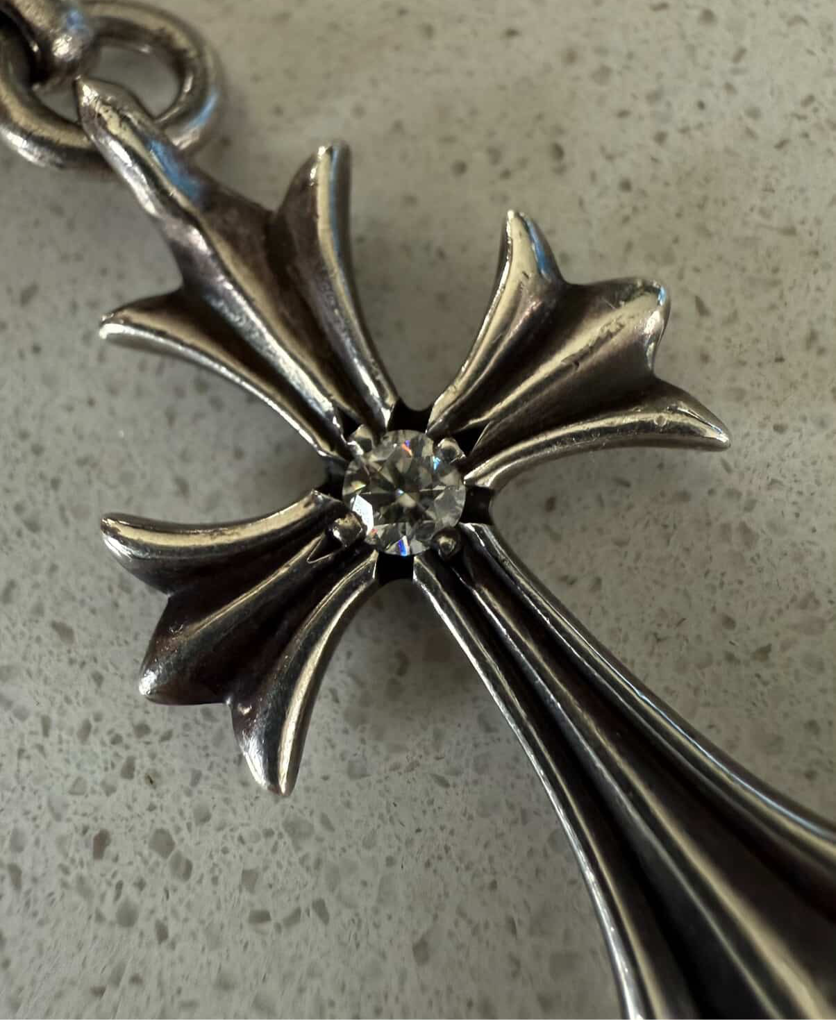 Chrome Hearts Diamond Cross Tiny Ball Pendant