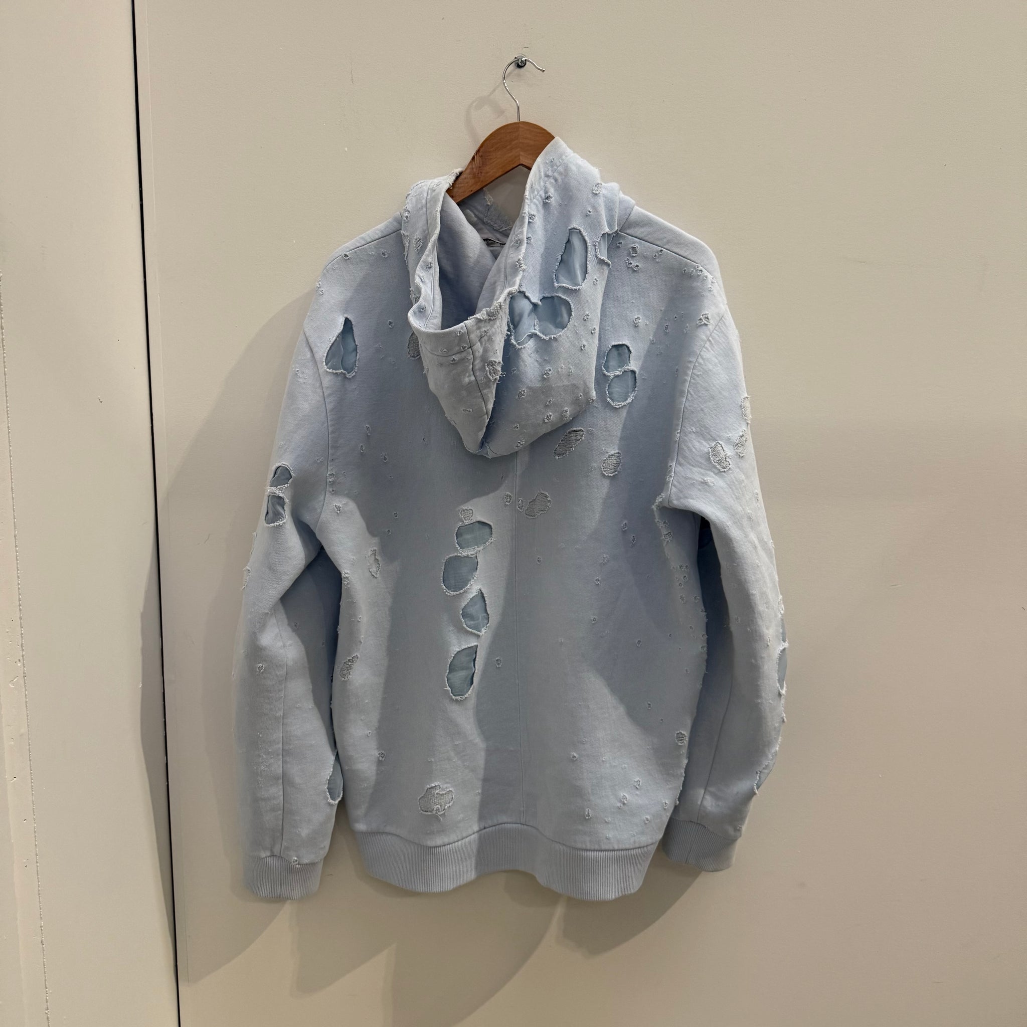 Givenchy Blue Distressed Front Logo Blue Hoodie (fits L-XL)