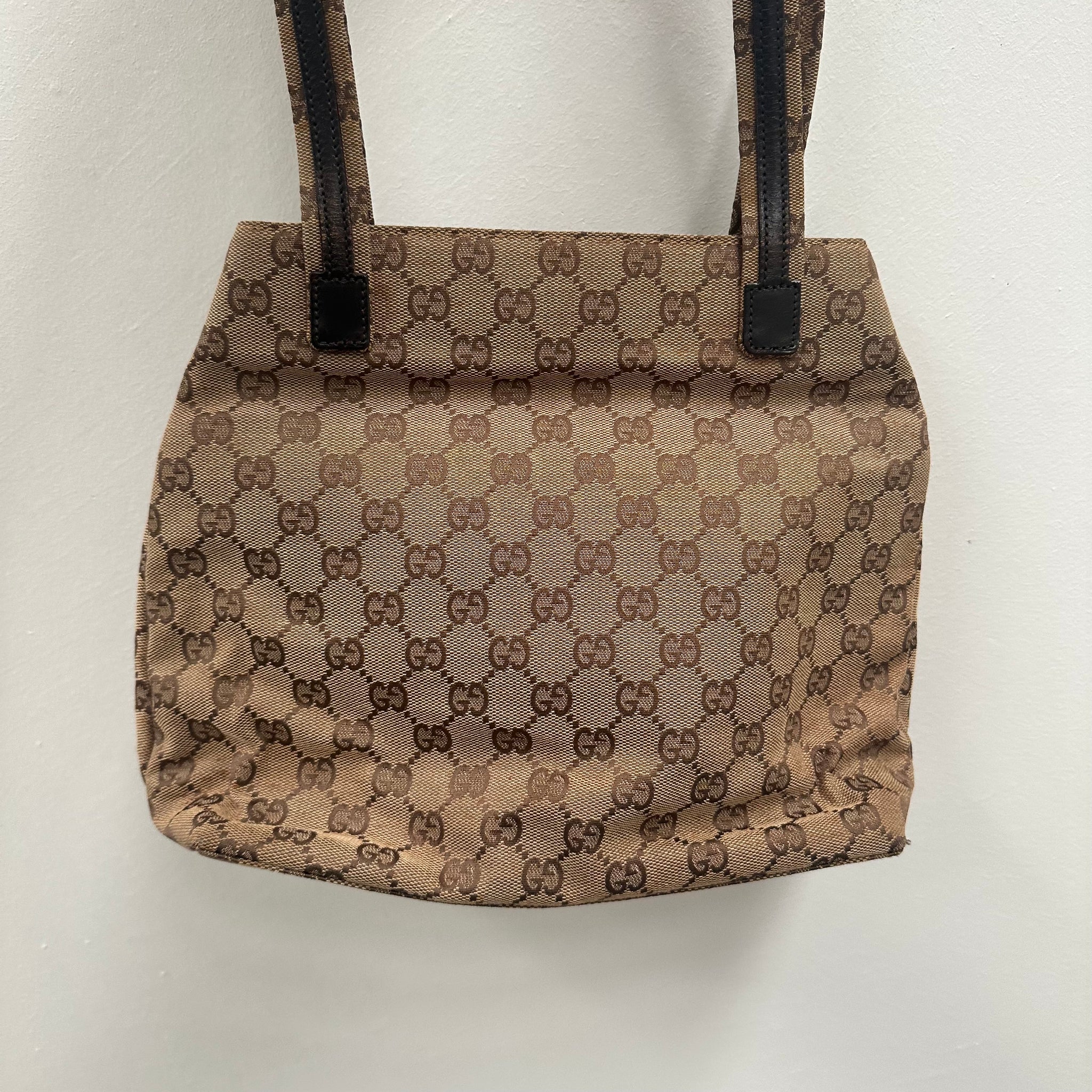 Gucci GG Print Double Pocket Tote / Shoulder Bag