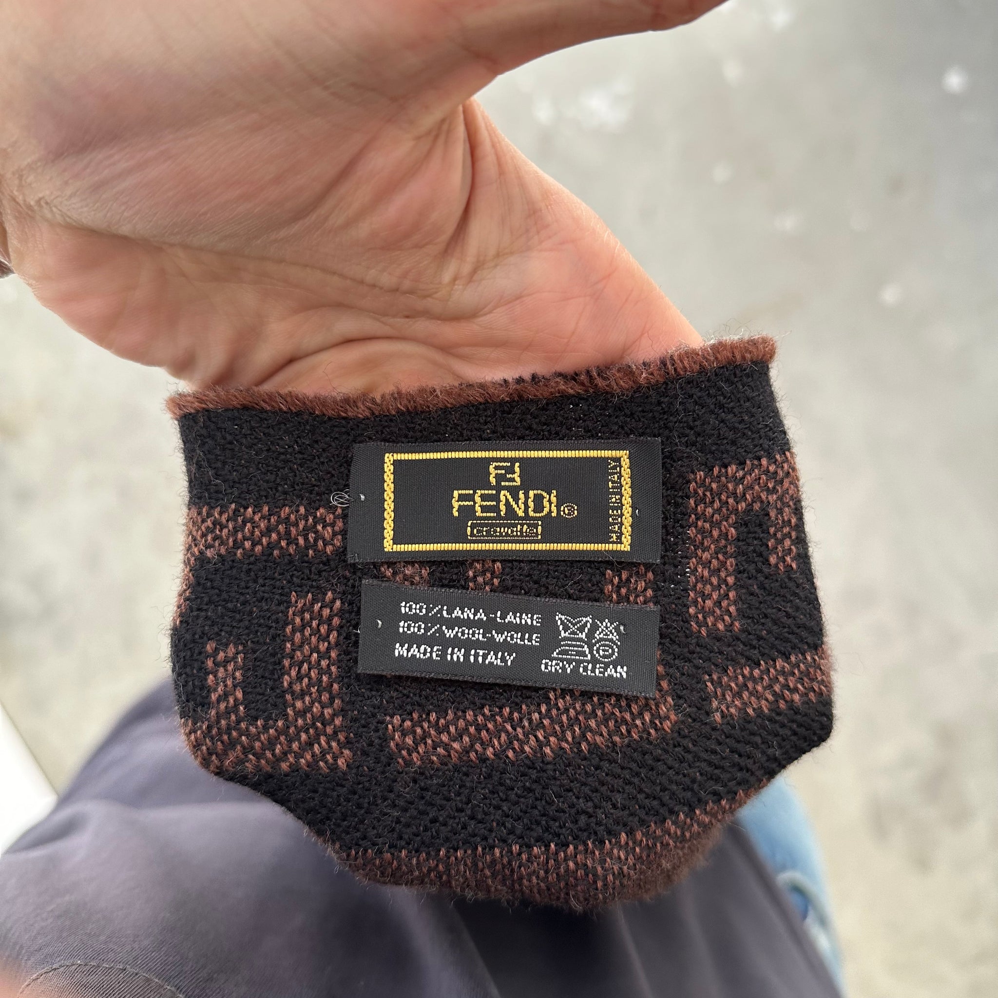 Fendi FF Lana Wool Black/Brown Scarf