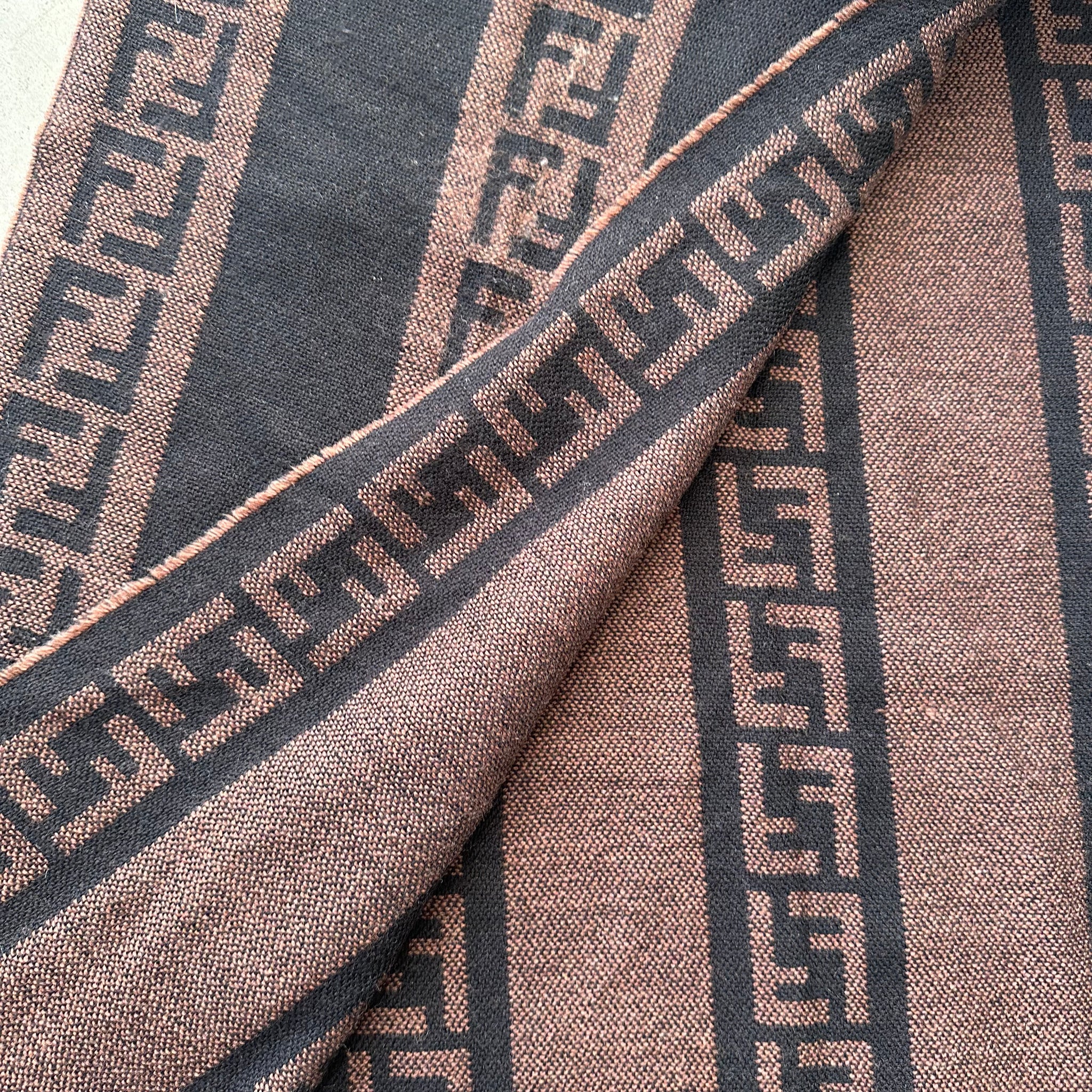 Fendi FF Lana Wool Black/Brown Scarf