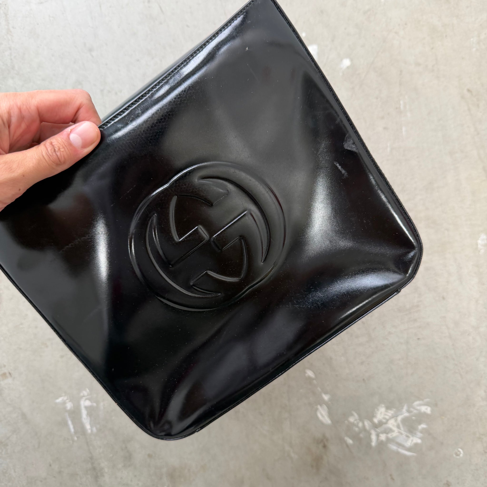 Gucci Black Patent Leather Shoulder Bag