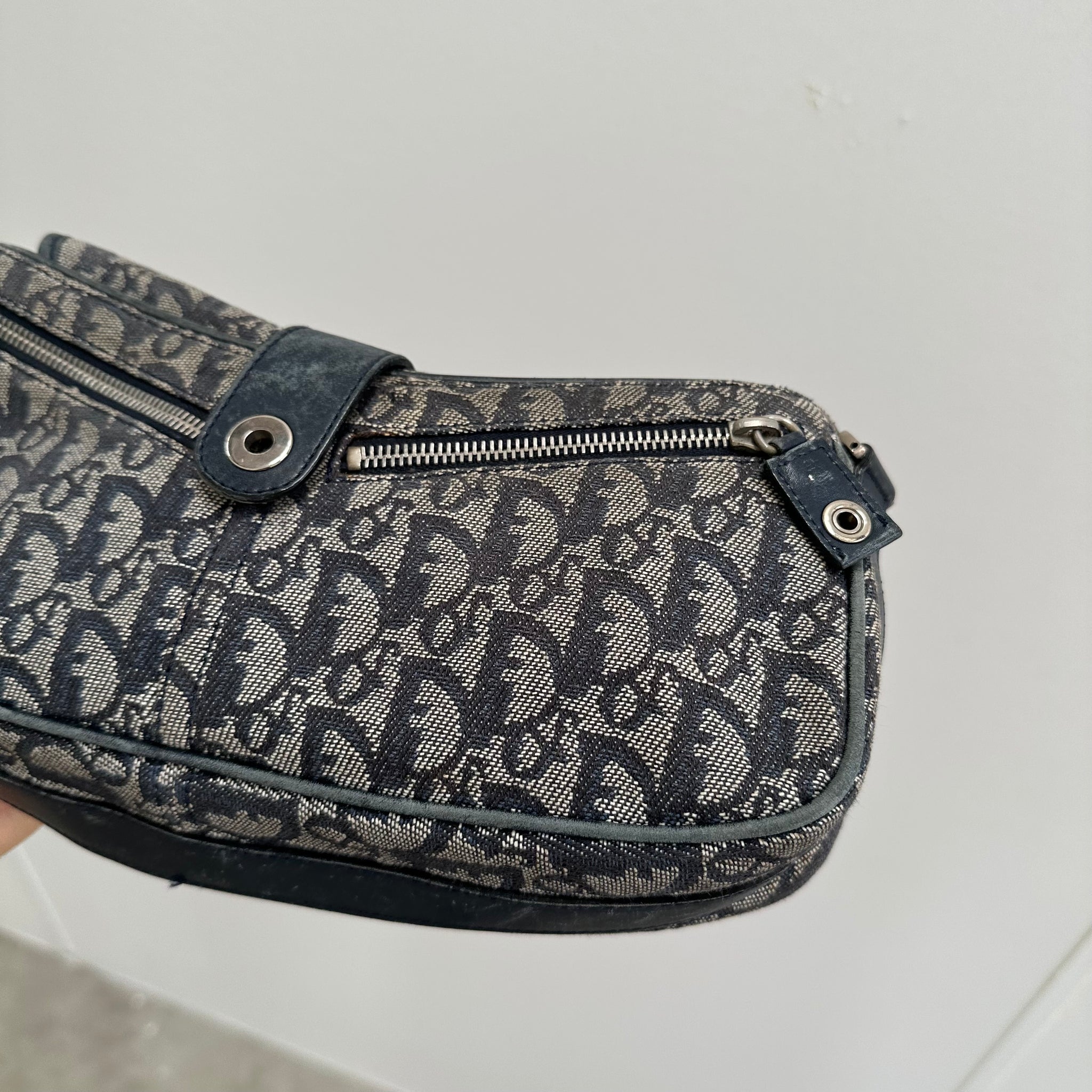 Dior Vintage Trotter Shoulder Bag Diorissimo Canvas