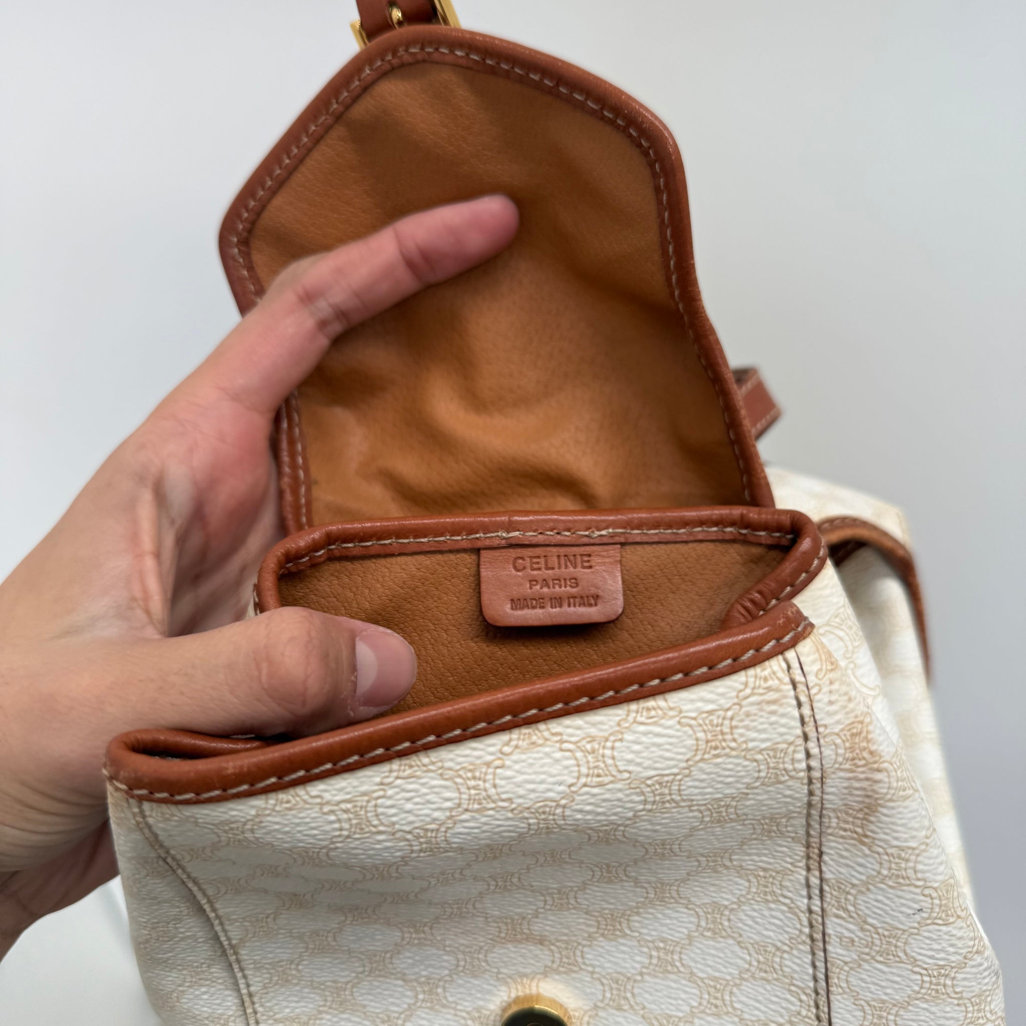 Celine Macadam White Double Mini Backpack