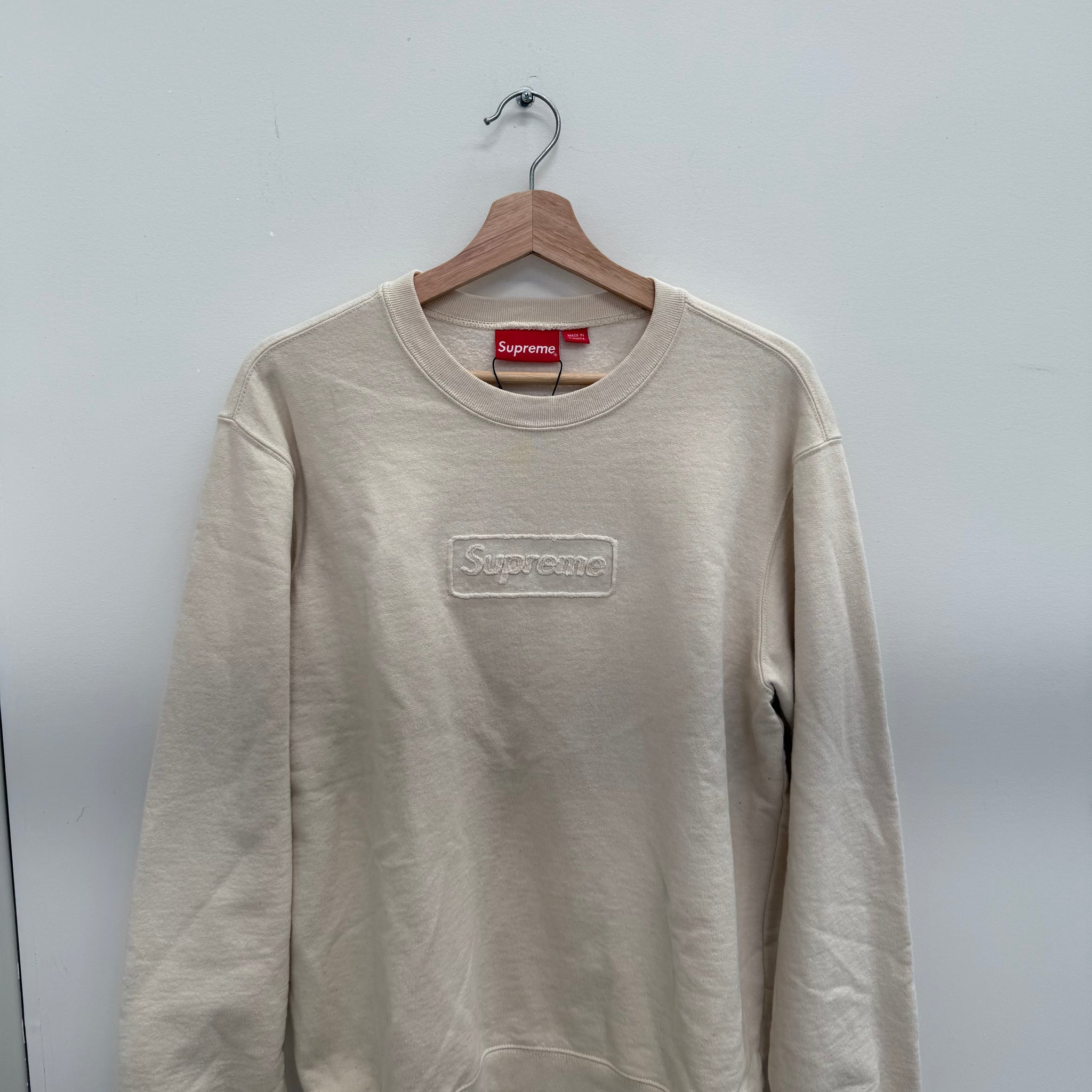Supreme Cutout Box Logo Crewneck Natural (Size S)