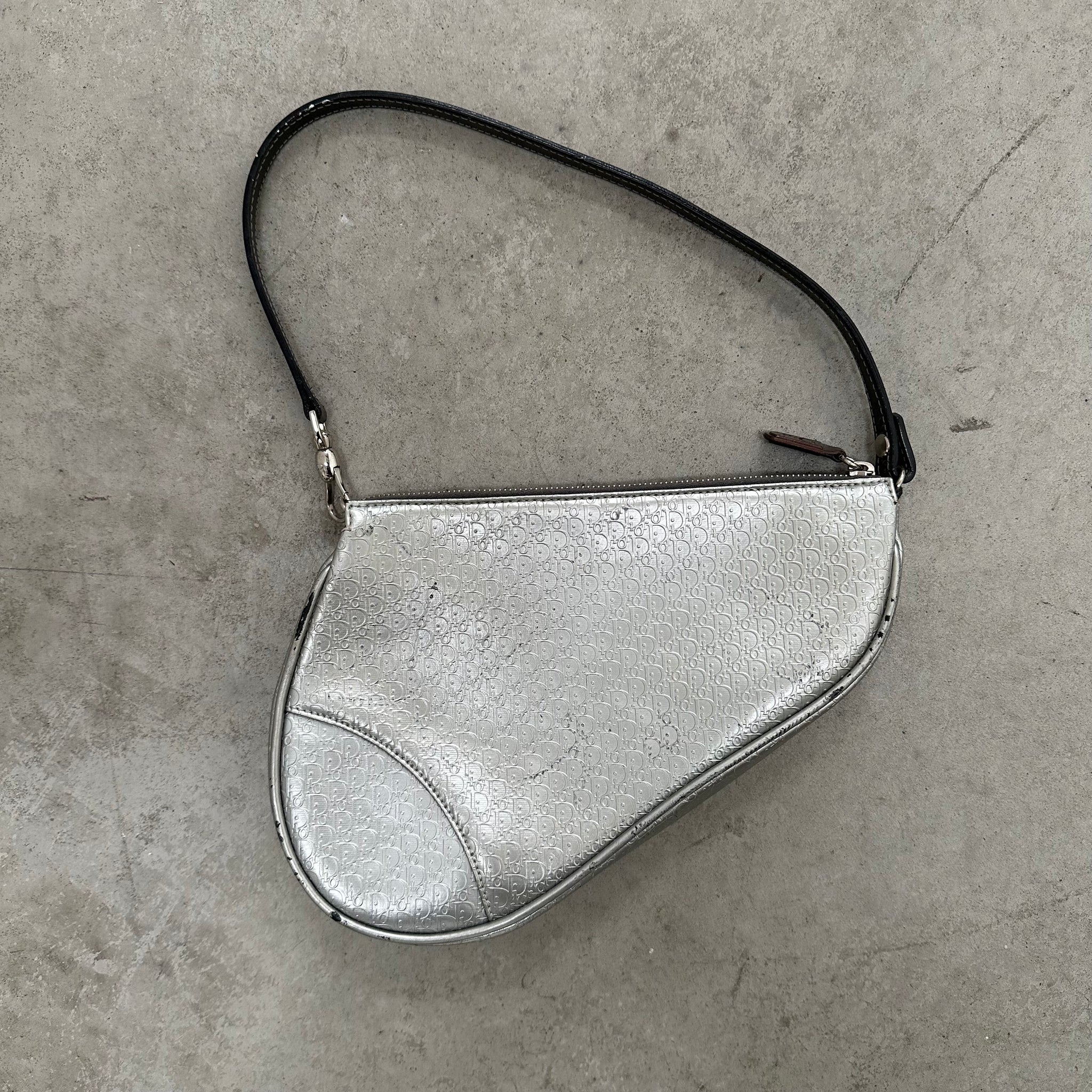 Dior Silver Oblique Matte Leather Saddle Bag