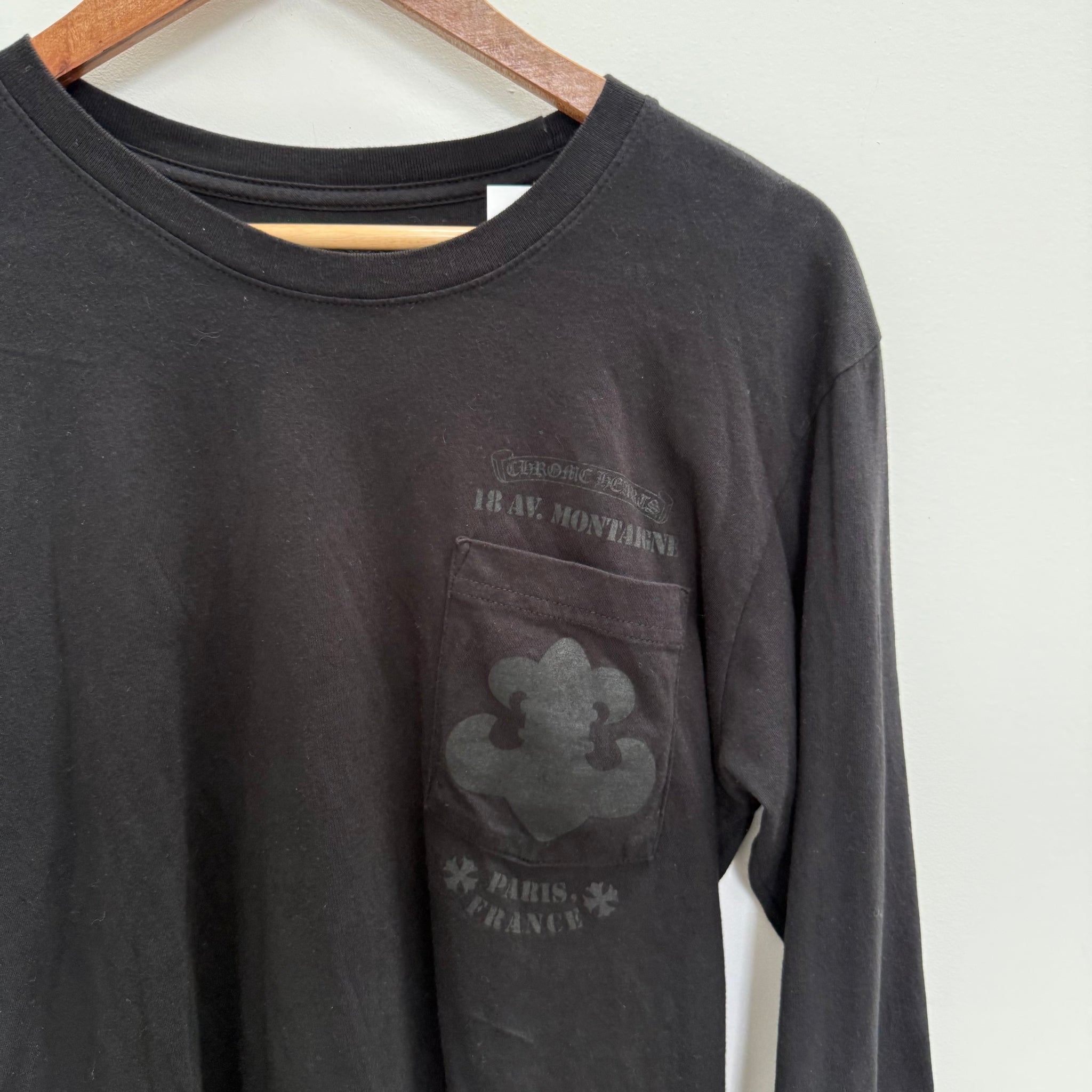Chrome Hearts Paris Logo Long Sleeve T Shirt Black (Size M)
