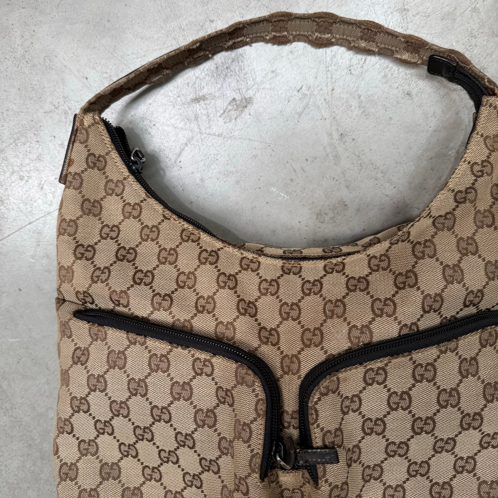 Gucci Brown GG Canvas Shoulder Bag Beige