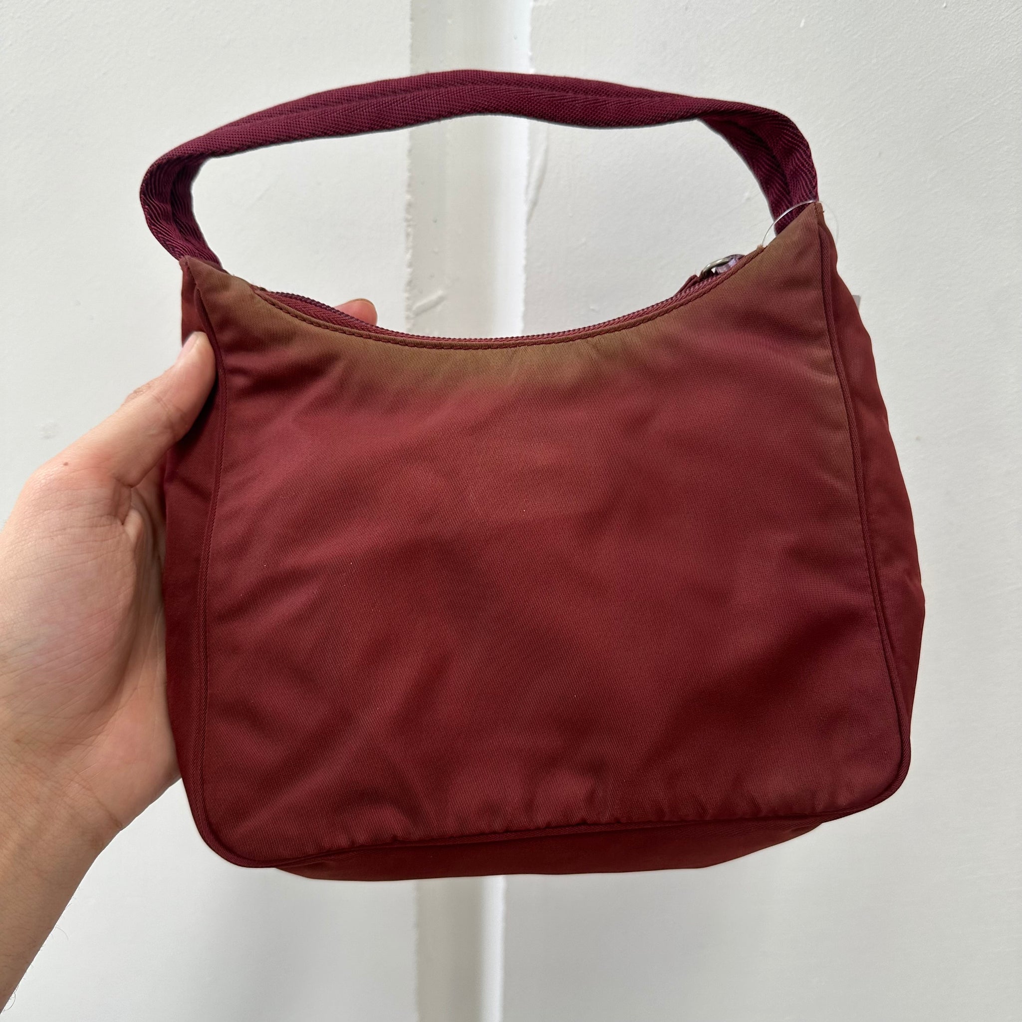 Prada Red Vintage Nylon Hobo Bag