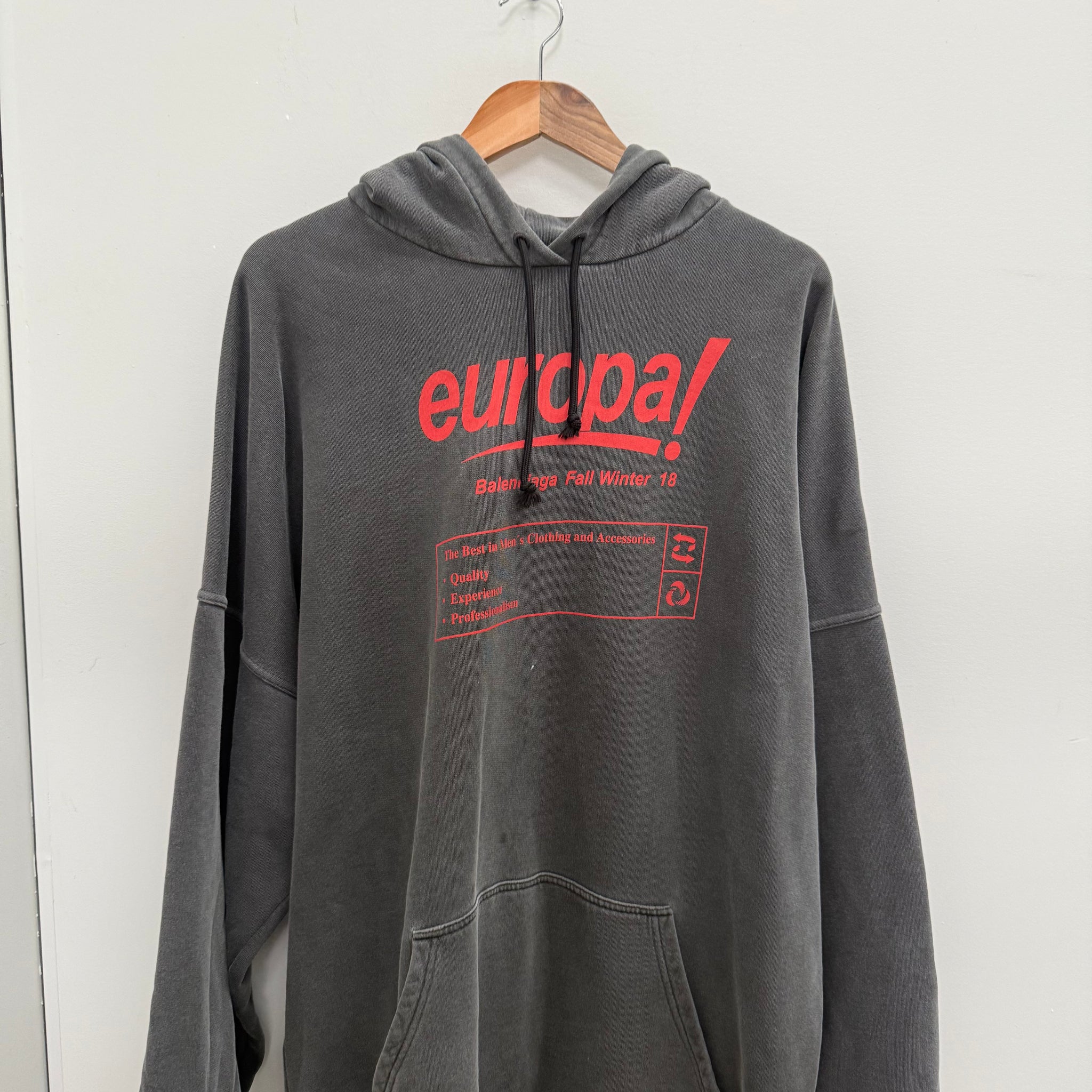 Balenciaga Europe F/W 18 Grey Hoodie (fits L-XL)