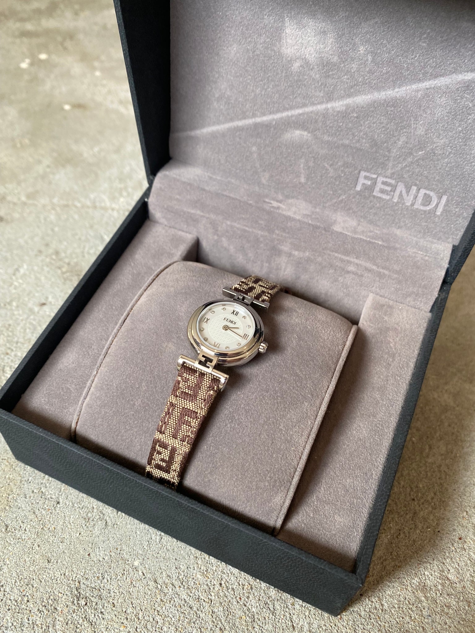 Fendi 90s Vintage Circle Mother of Pearl Dial Watch