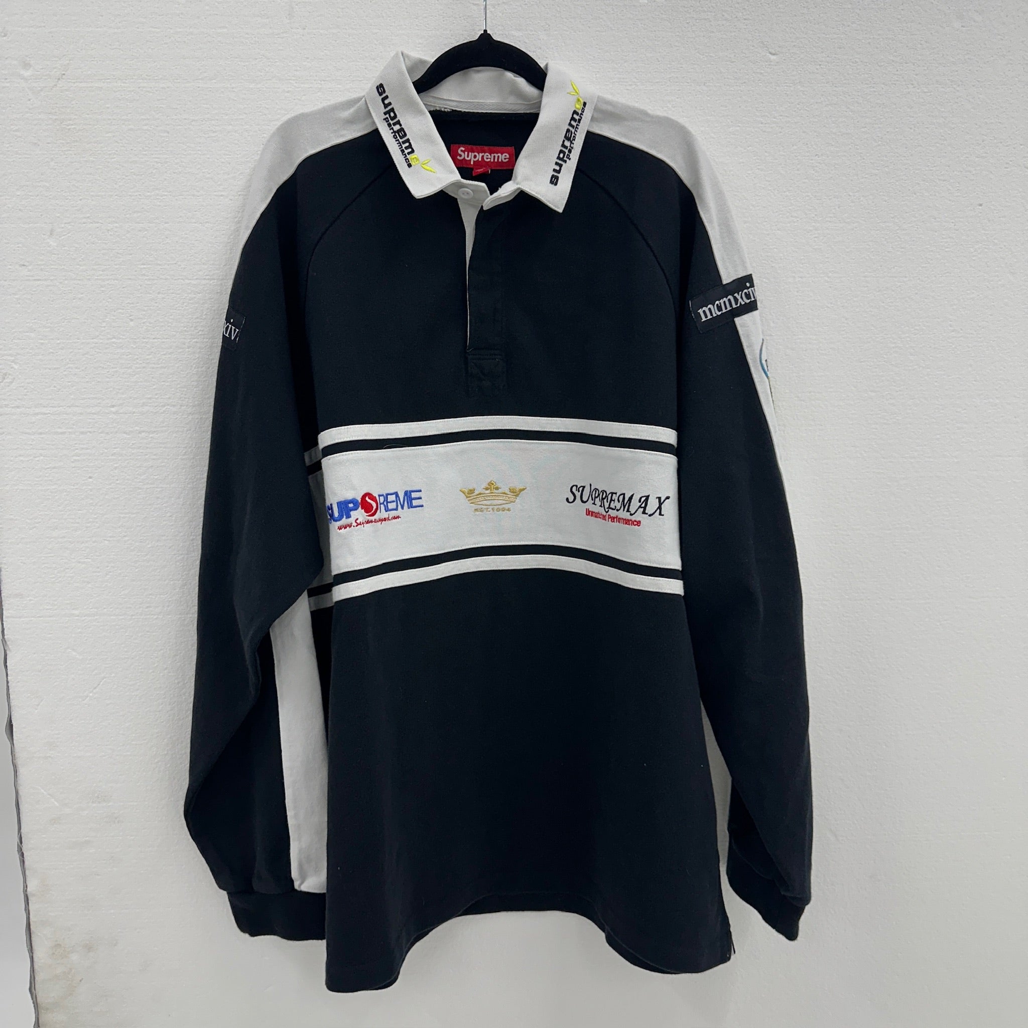 Supreme Striped Rugby Polo Black Size XL