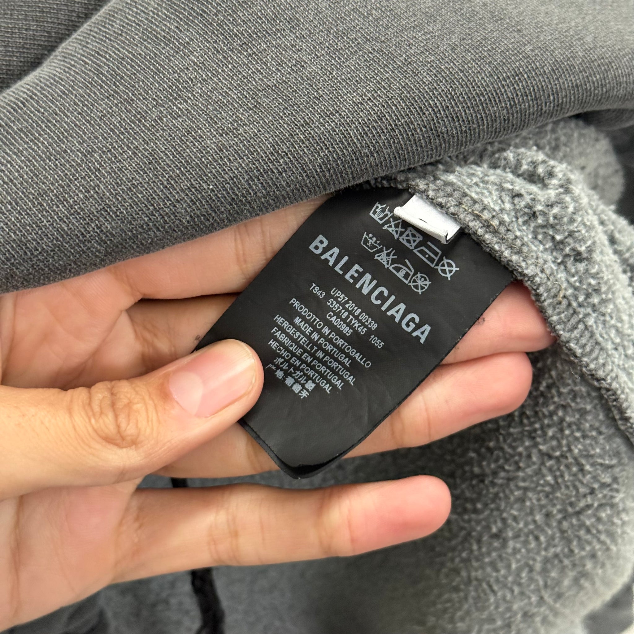 Balenciaga Europe F/W 18 Grey Hoodie (fits L-XL)