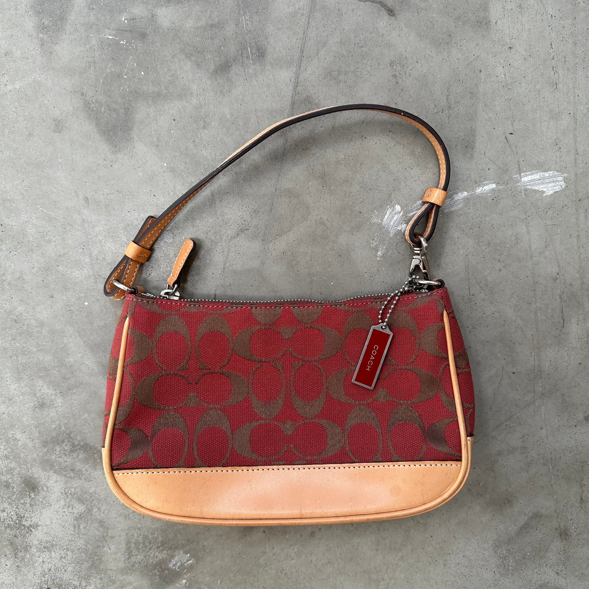 Coach Signature Demi Shoulder Bag Tan/Red