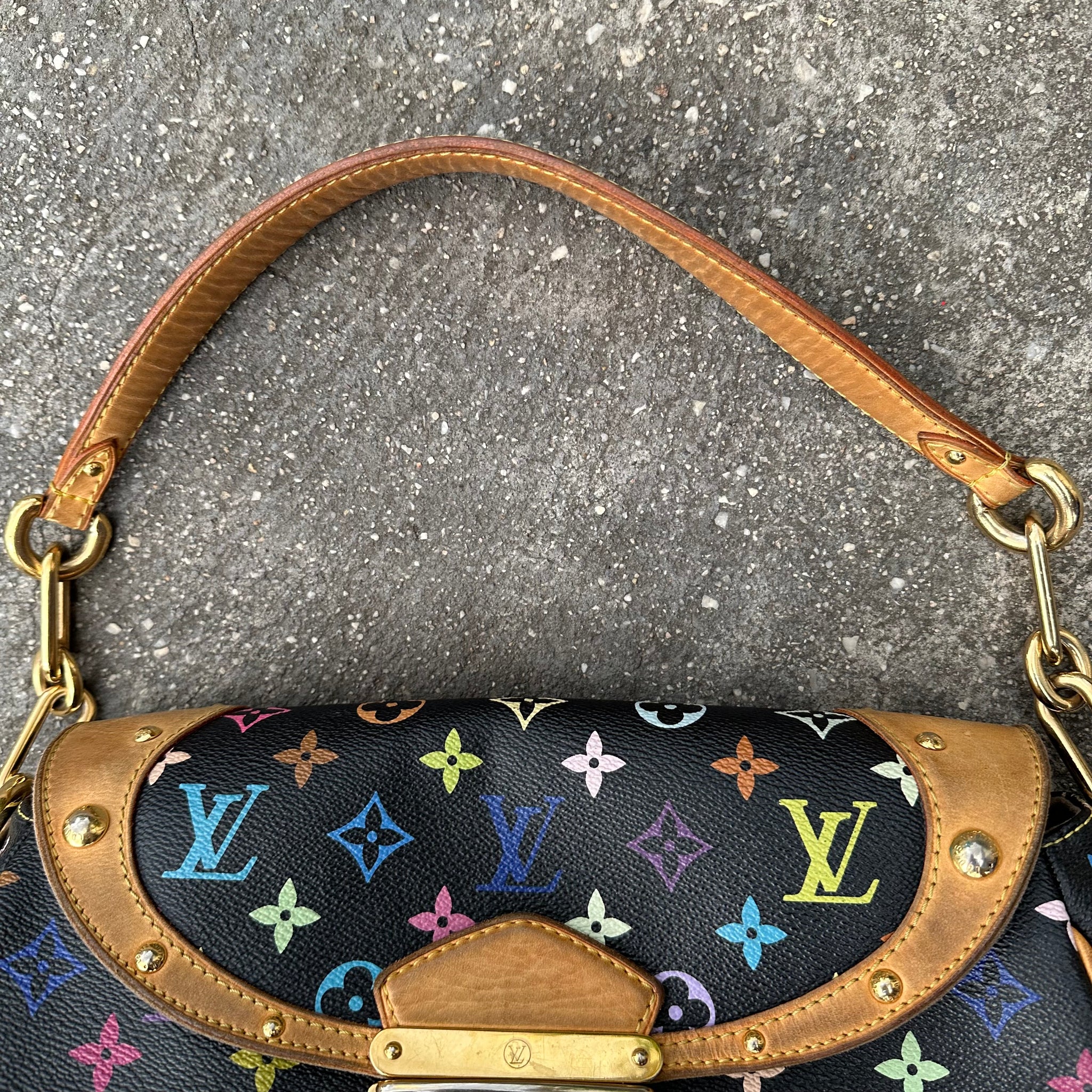 Louis Vuitton Takashi Murakami Black Monogram Multicolor Canvas Beverly MM Bag