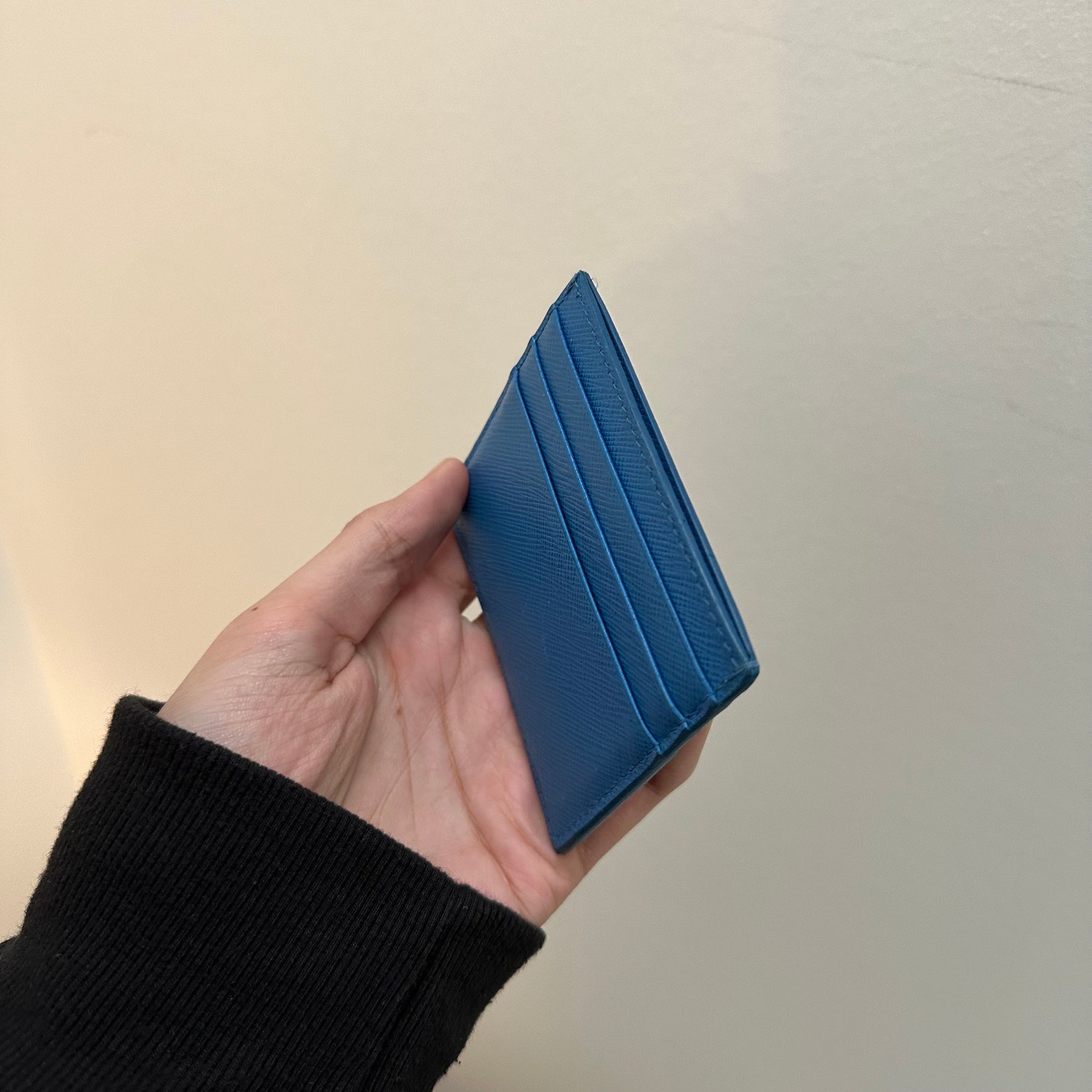 Prada Saffiano Monochrome Blue Card Holder