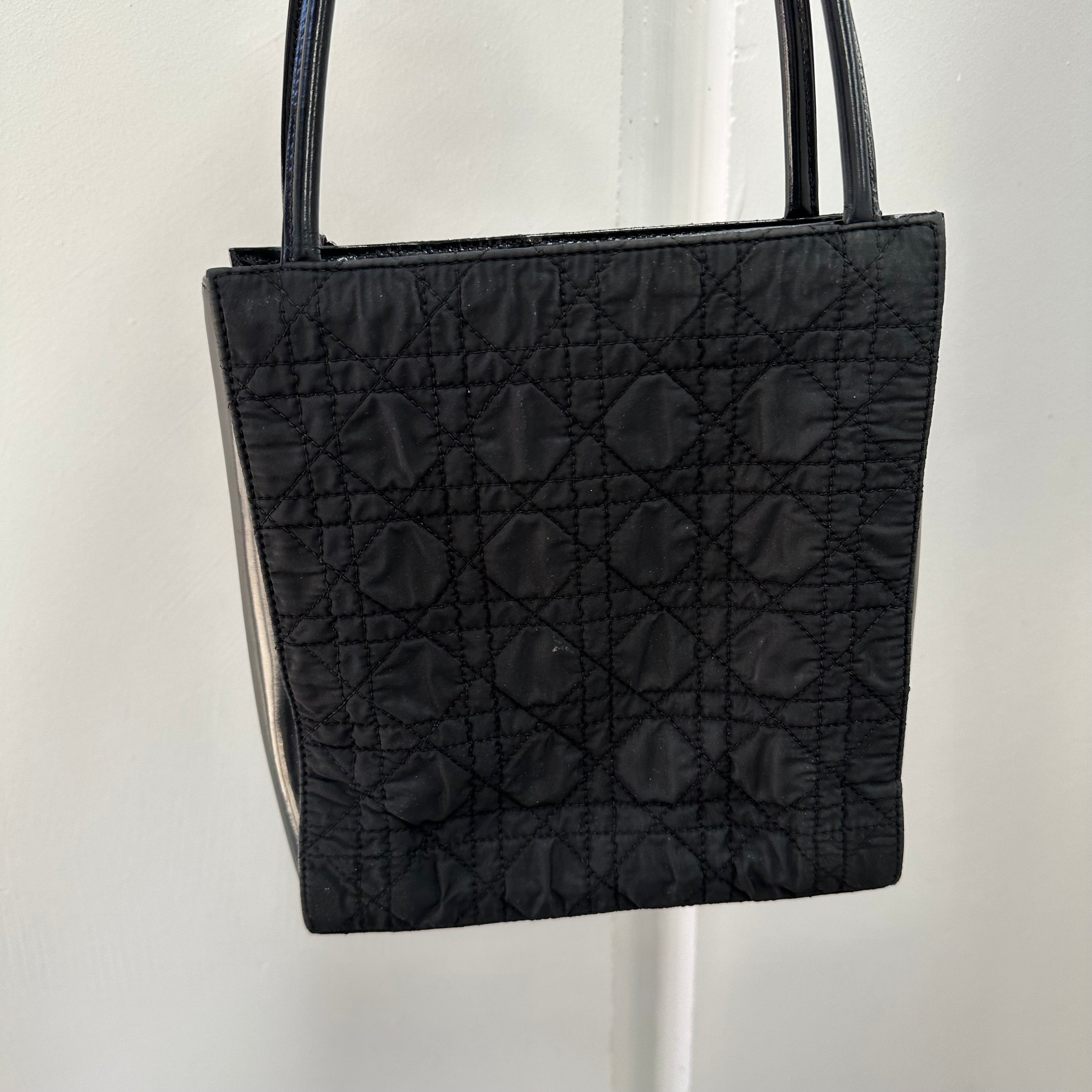 Christian Dior Lady Dior Canage Hand Bag Nylon Black