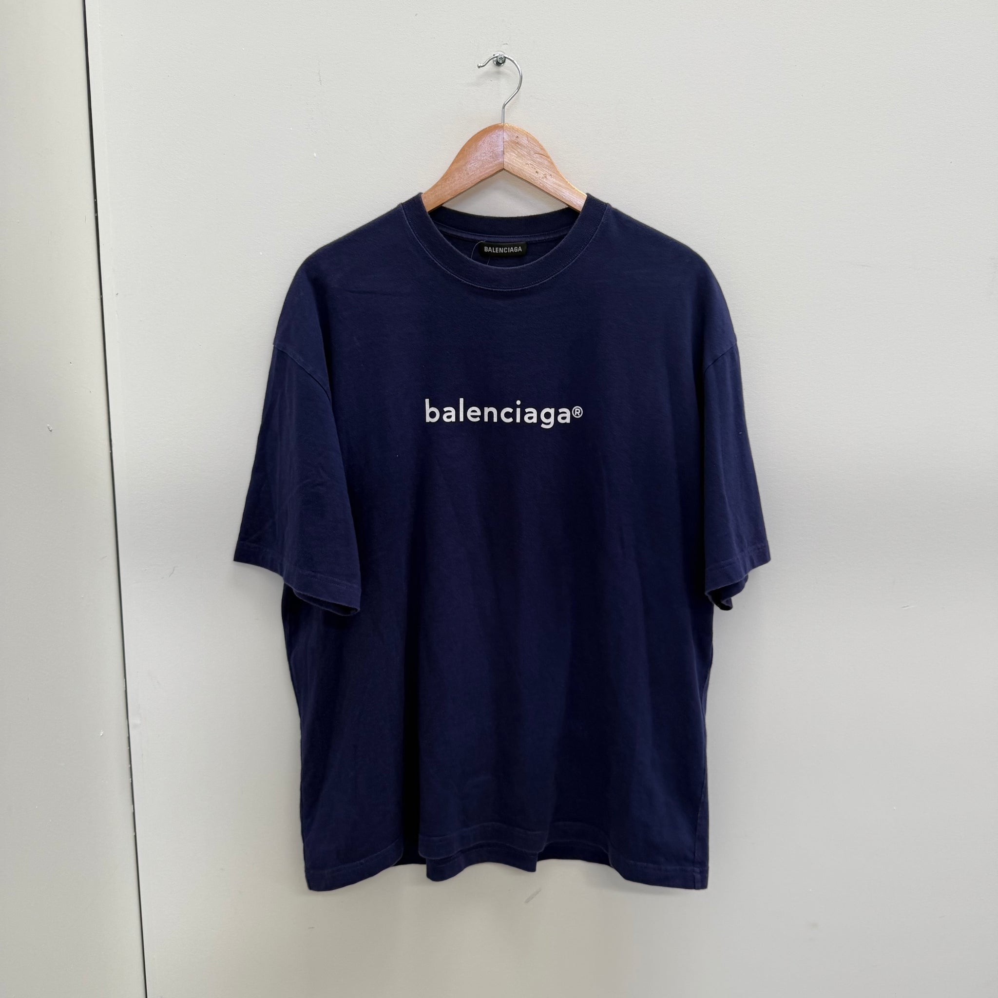 Balenciaga Copyright Logo Blue T Shirt (Size L)