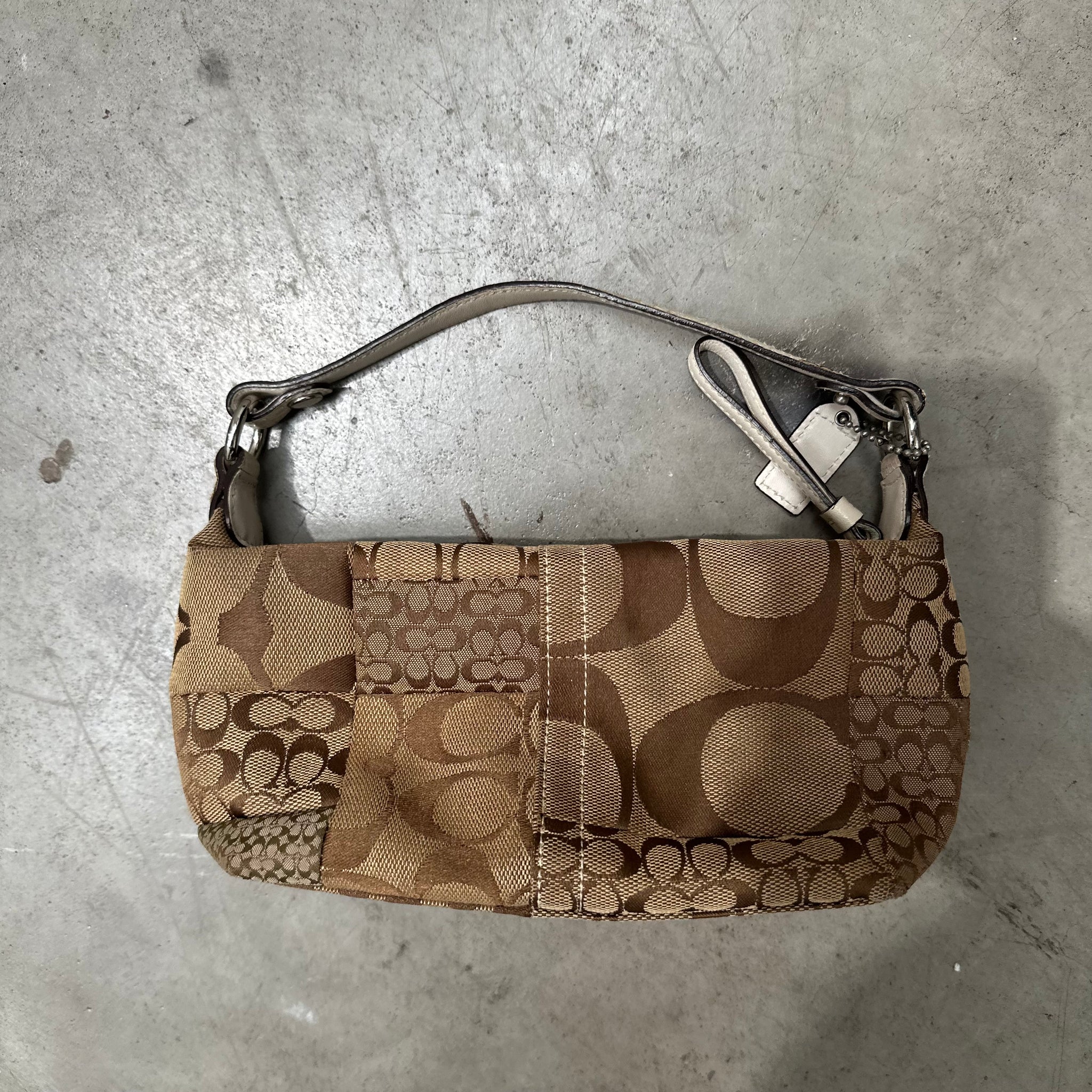Coach Signature Multi Pattern Shoulder Bag Beige