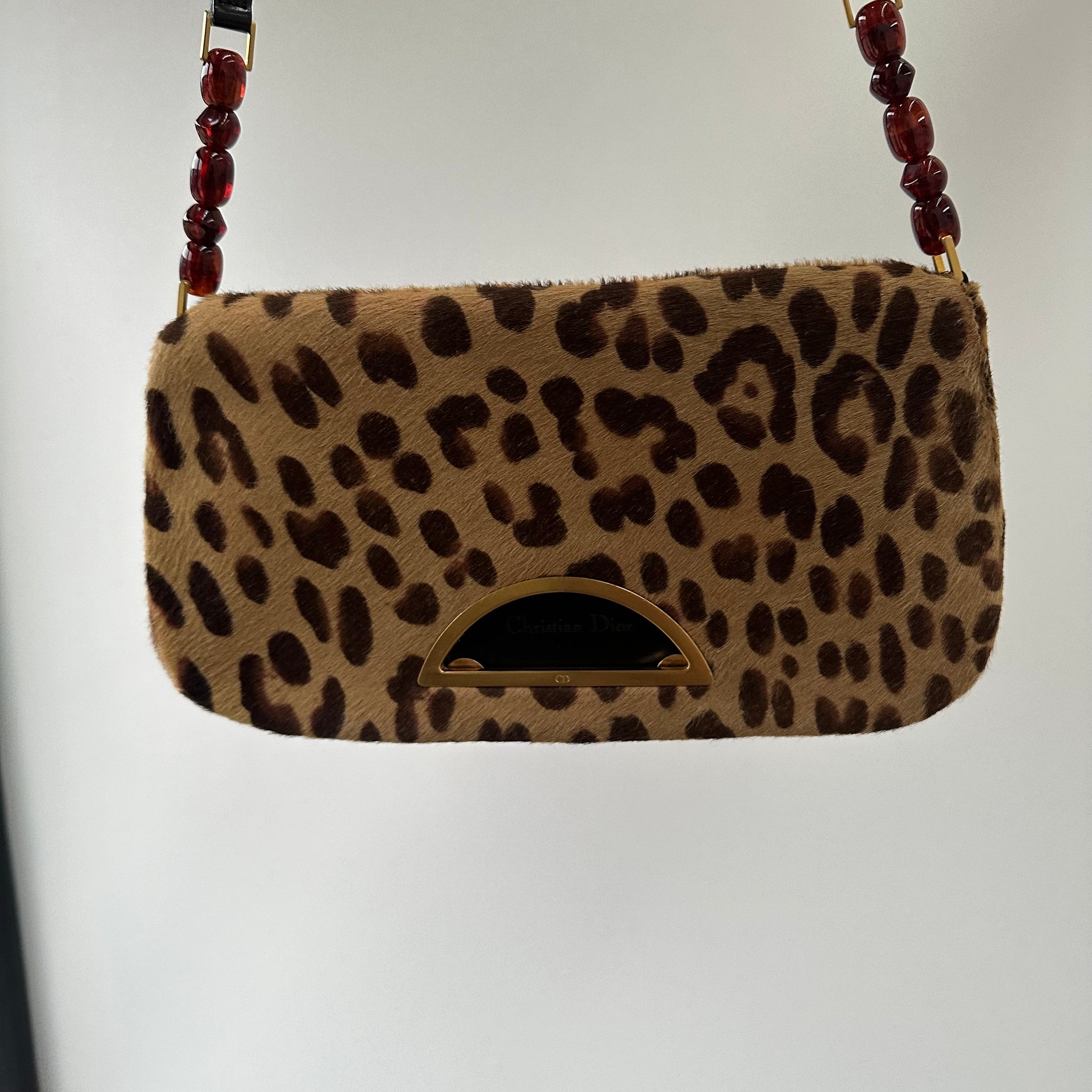 Dior Vintage Leopard Print Pony Hair Malice Bag (2000)