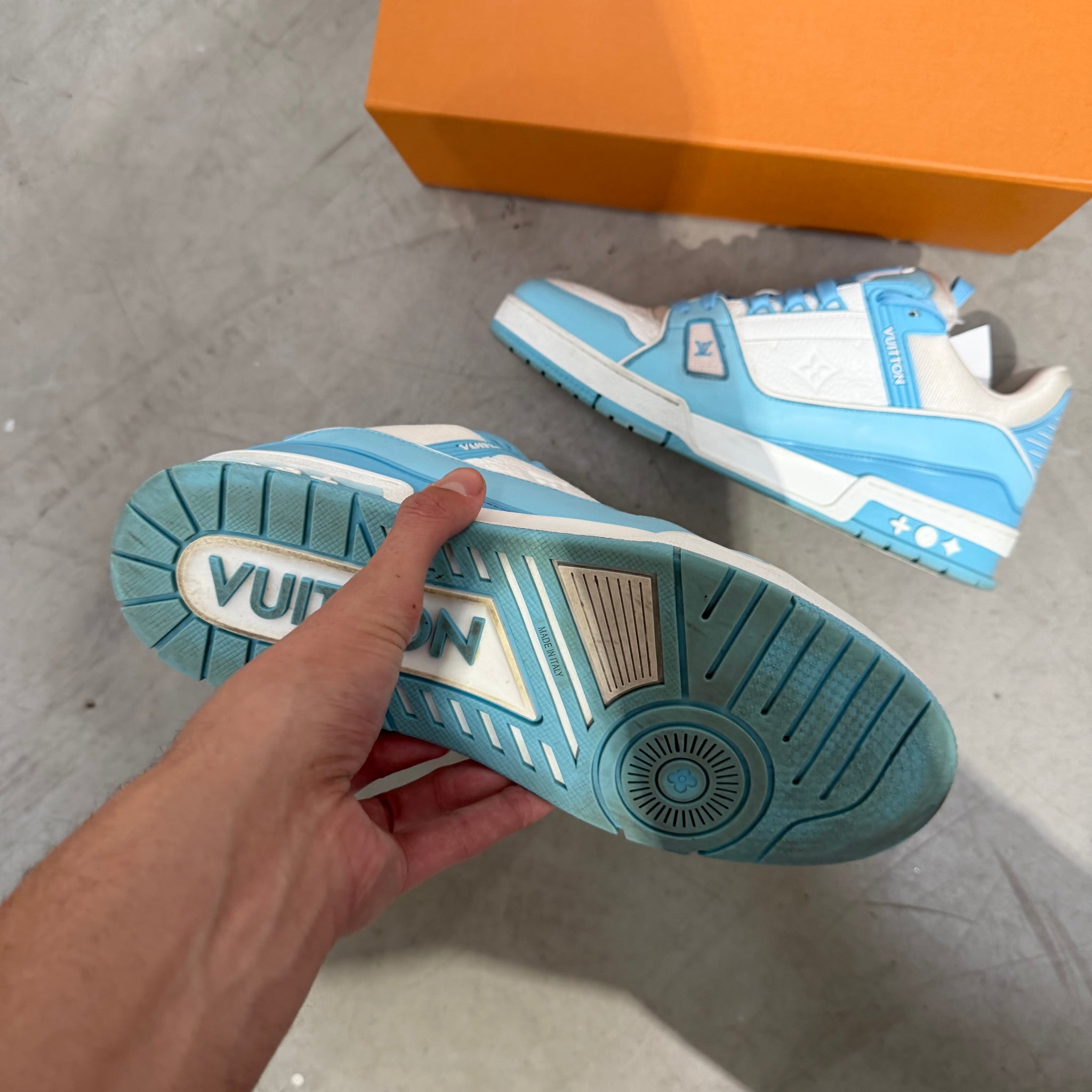 Louis Vuitton LV Trainer Sneakers White Blue (fits US11-11.5)