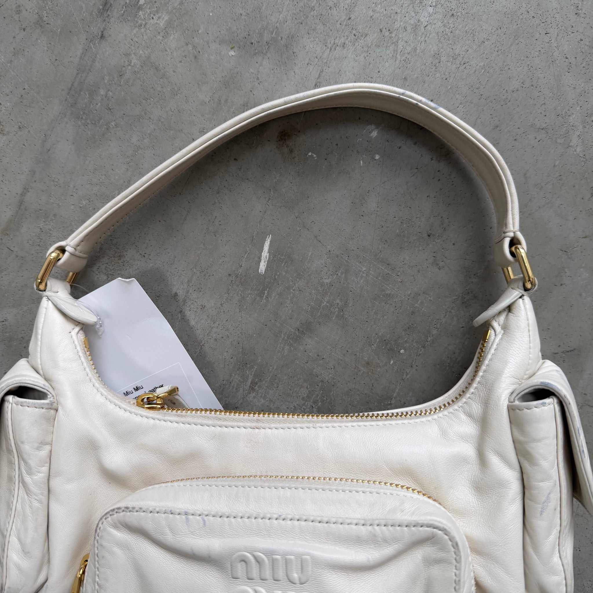 Miu Miu White Nappa Leather Pocket Bag