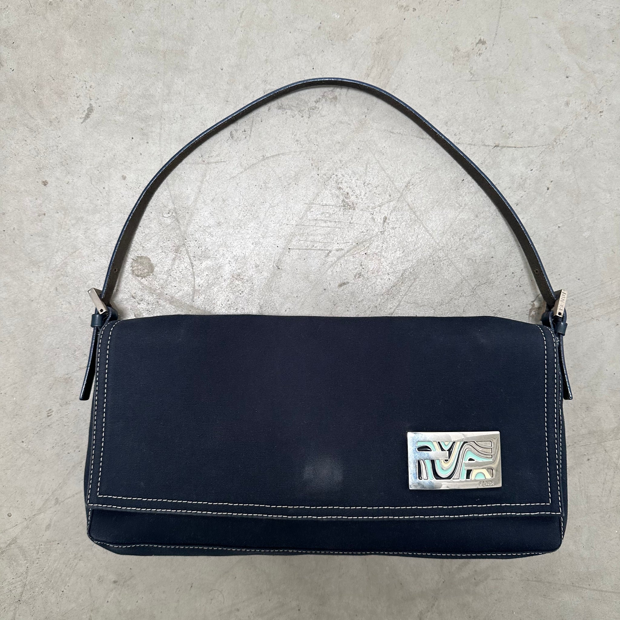 Fendi Denim Shoulder Bag Dark Navy