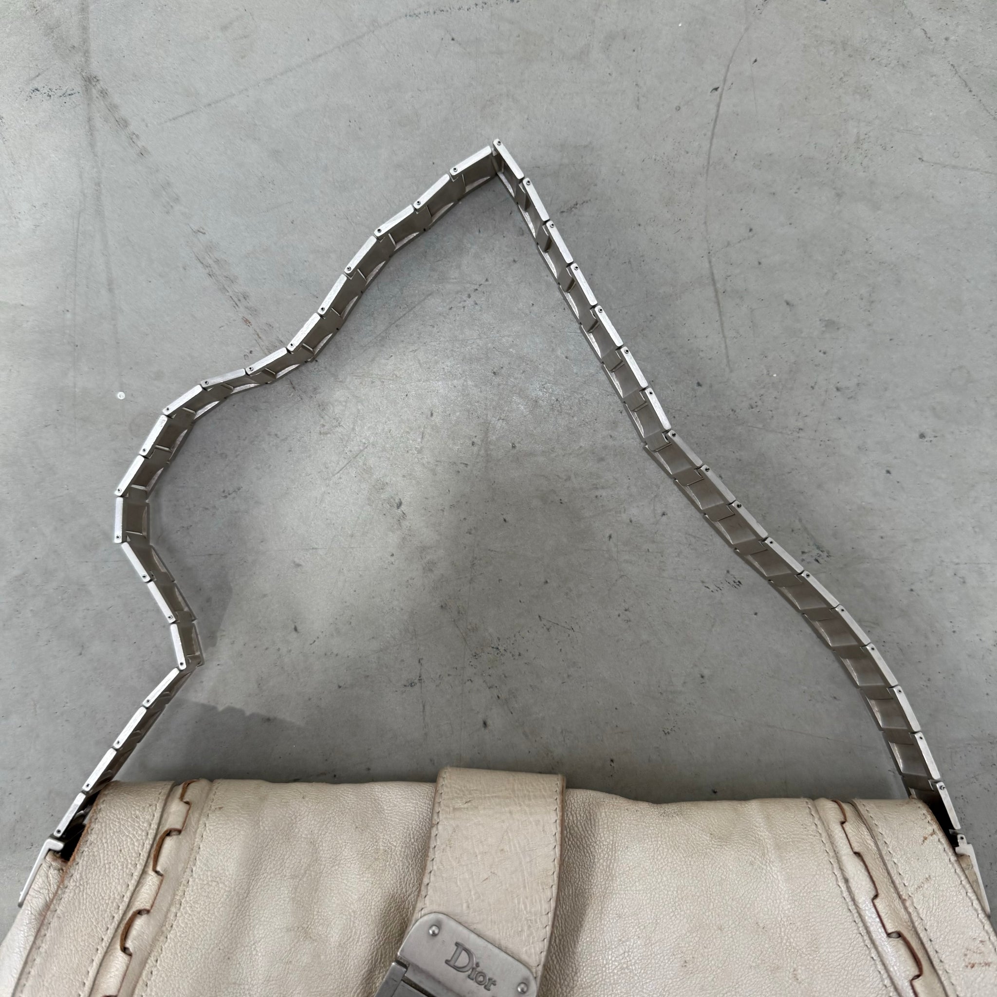 Dior White Leather Gaucho Double Saddle Shoulder Bag (2006)