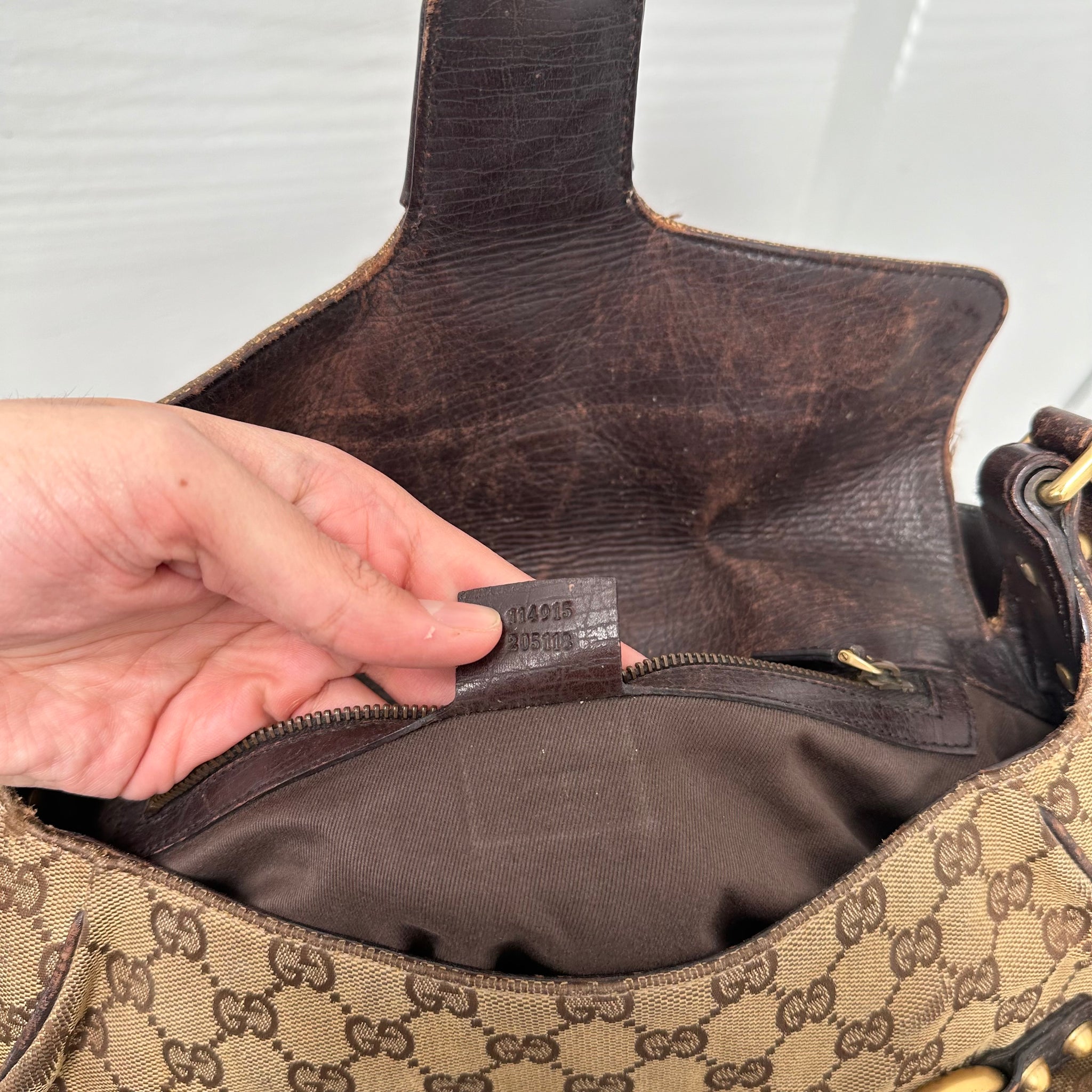 Gucci GG Horsebit Beige Shoulder Bag