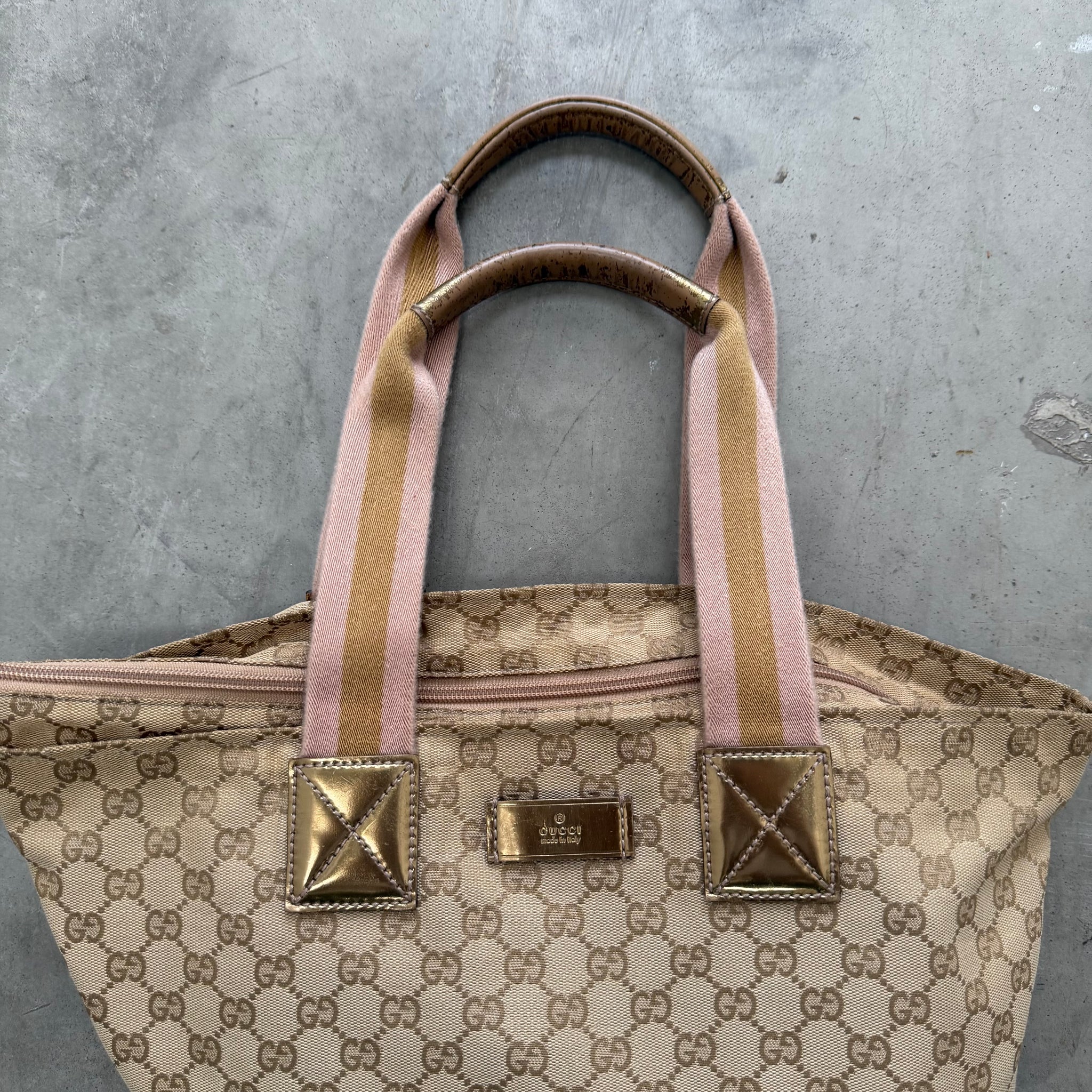 Gucci Bucket Hand Bag Beige Canvas
