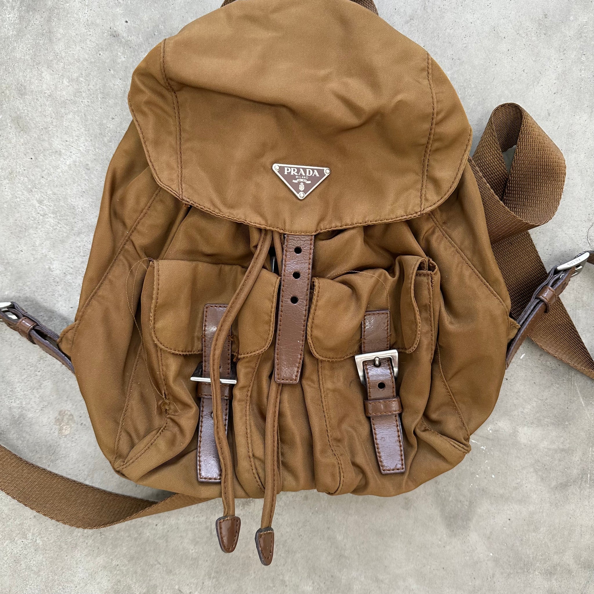 Prada Small Backpack Caramel Brown