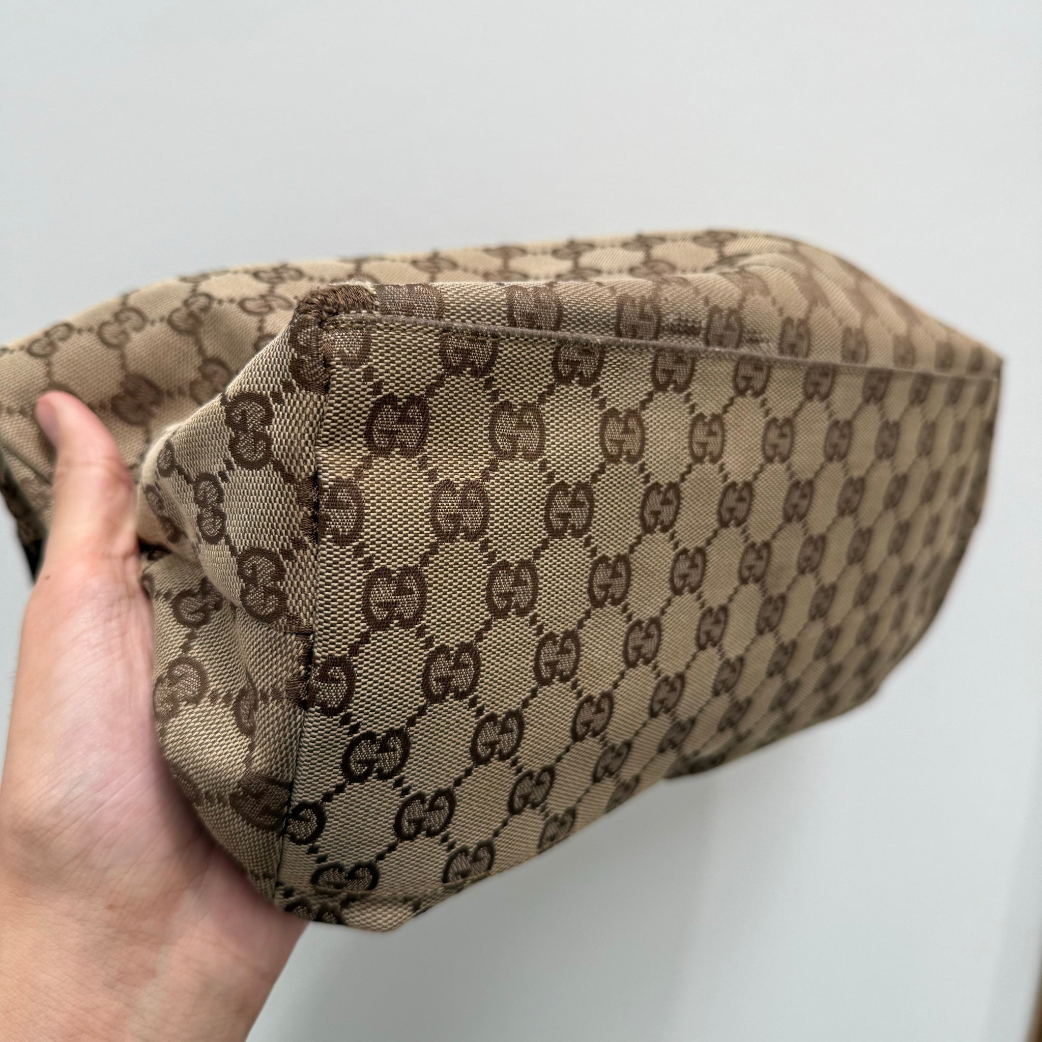 Gucci Brown GG Canvas Shoulder Bag Beige
