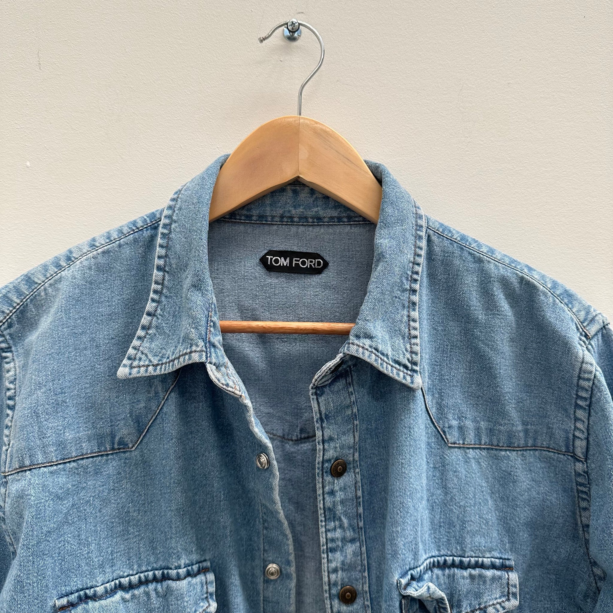 Tom Ford Denim Front Pocket Shirt (Size 43)