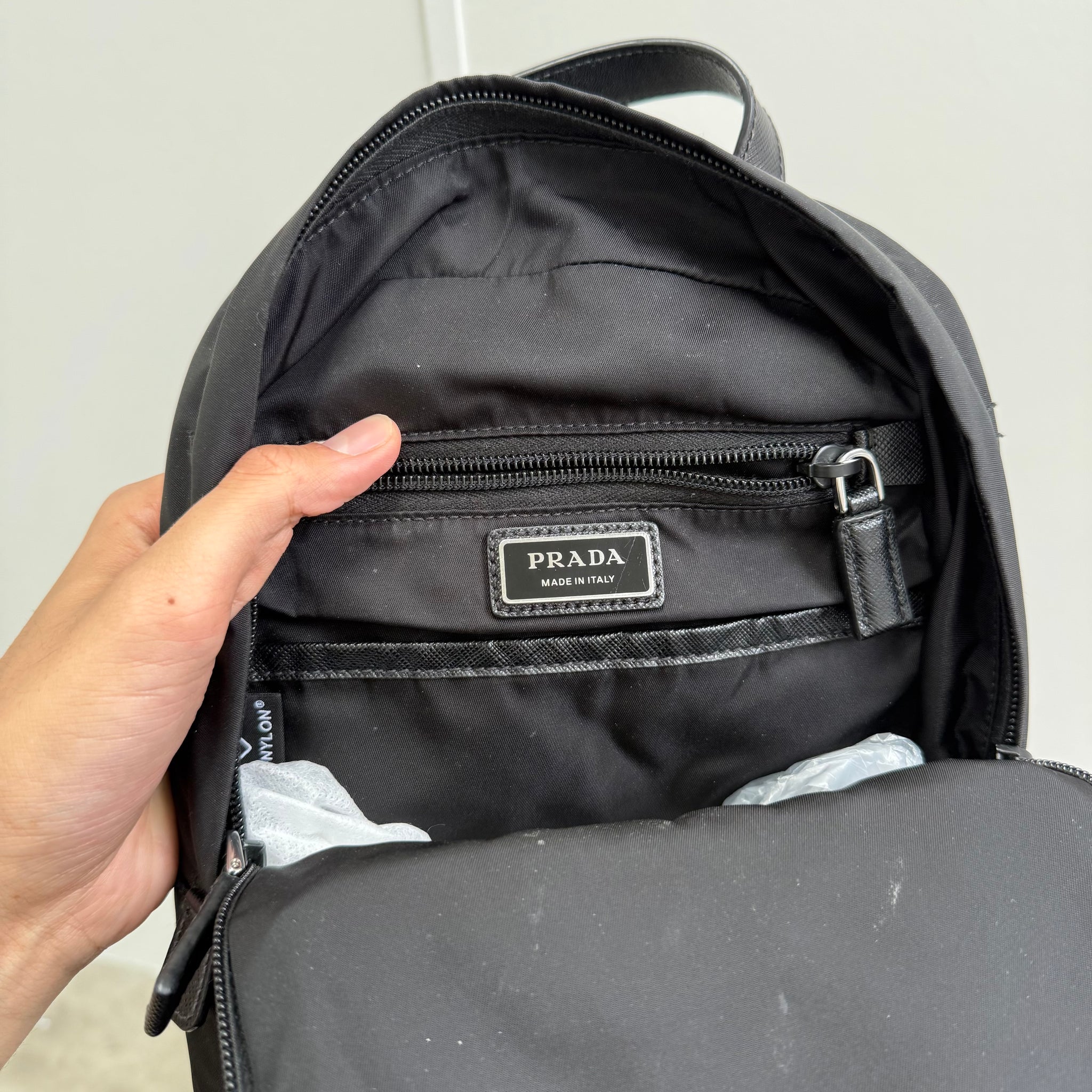 Prada Black Re-Nylon Sling Backpack Style Bag