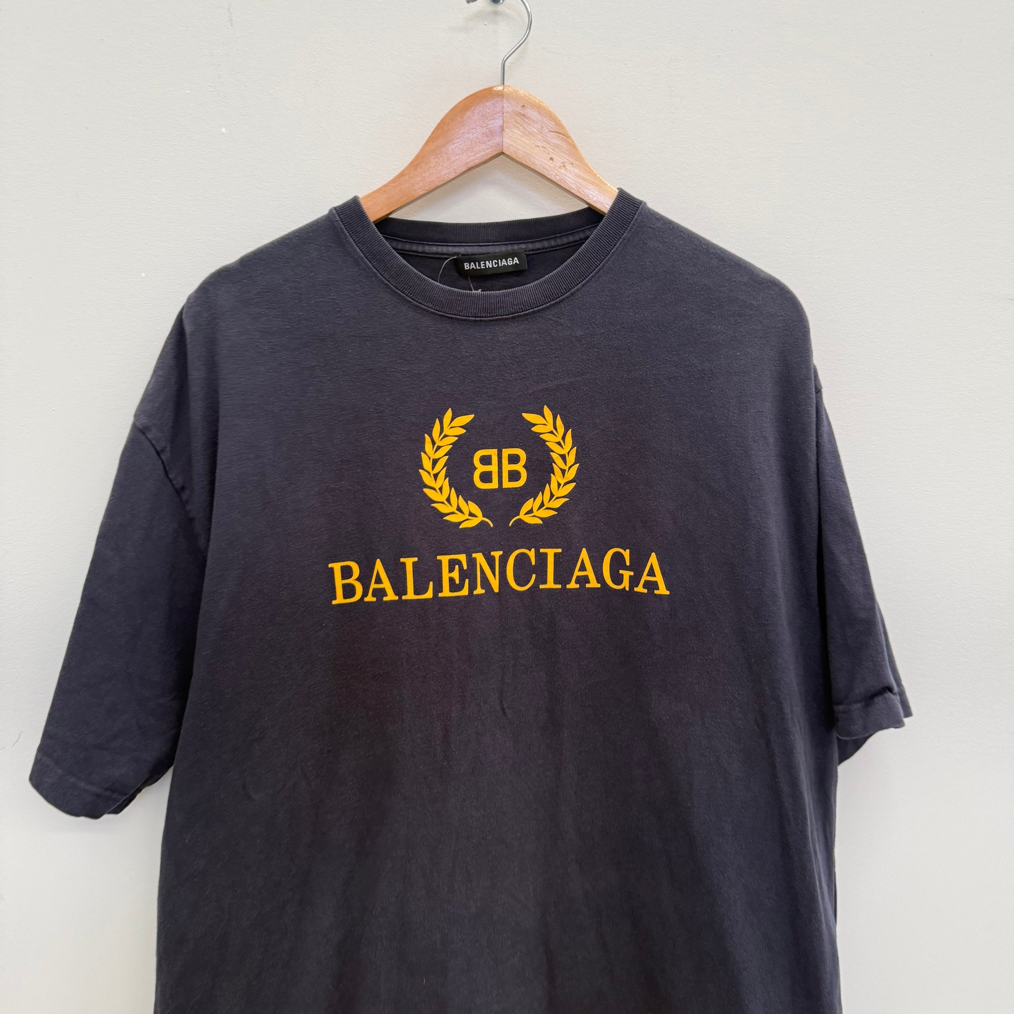Balenciaga Crest Logo Blue T Shirt (Size L)