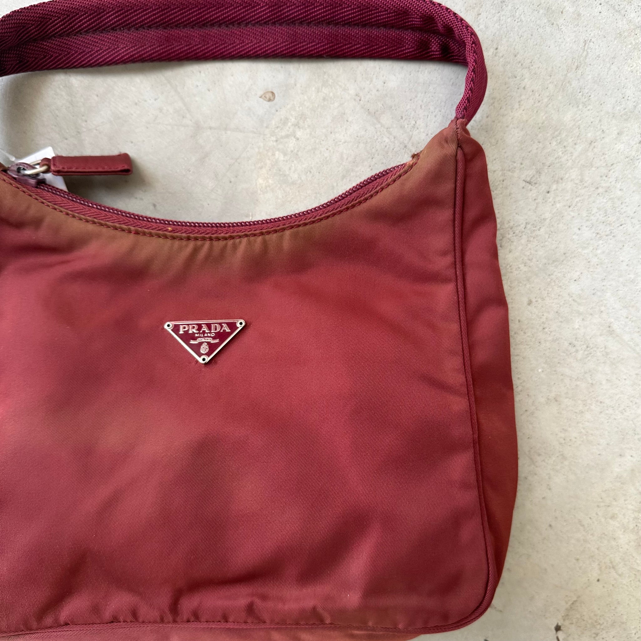 Prada Red Vintage Nylon Hobo Bag