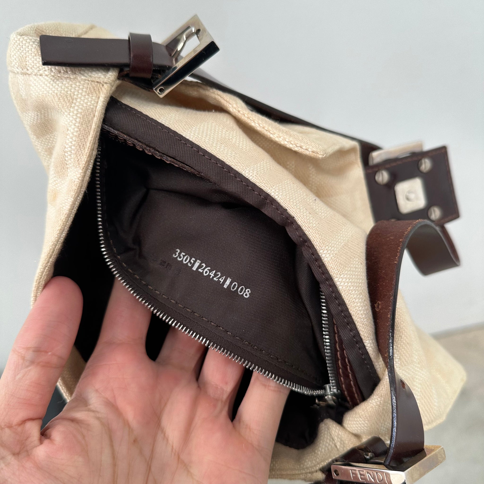 Fendi Cream Baguette Shoulder Bag