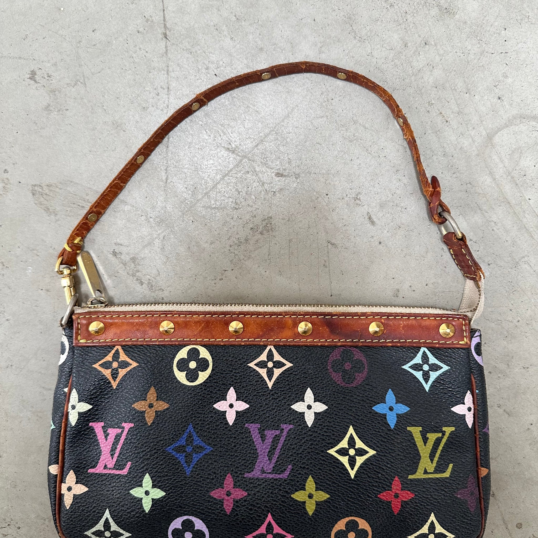 Louis Vuitton Murakami Multicolor Pochette Bag Black