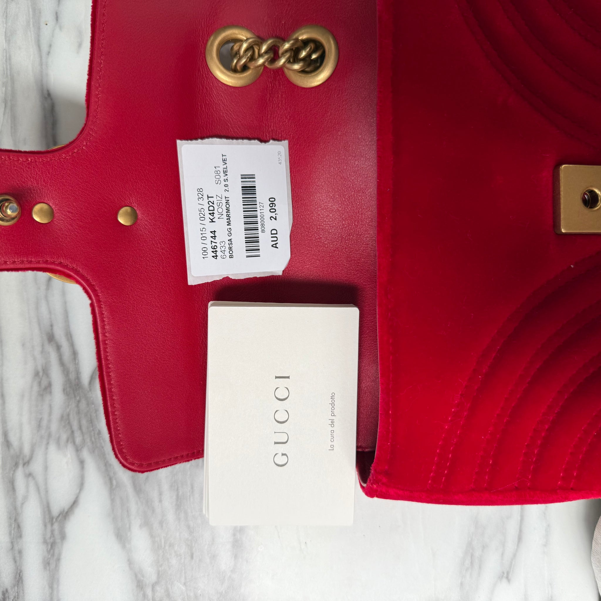 Gucci Marmont Red Velvet Shoulder Bag