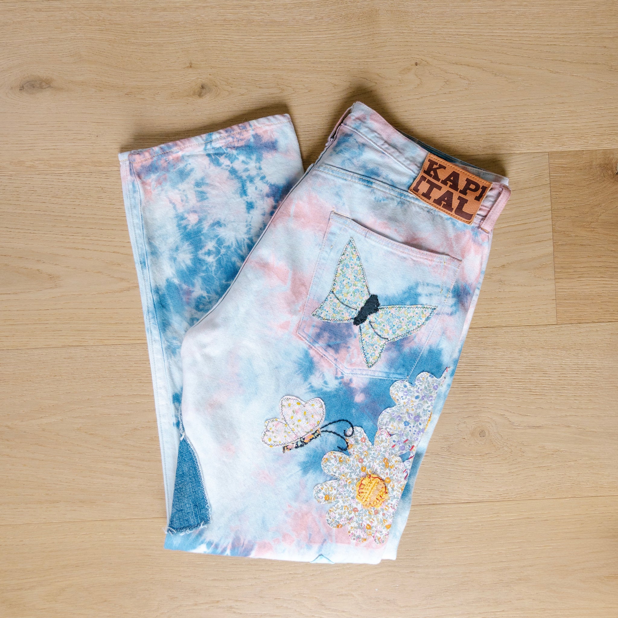 Kapital 12.5OZ Papillon Flared Tie Dye Jeans (Size 38)