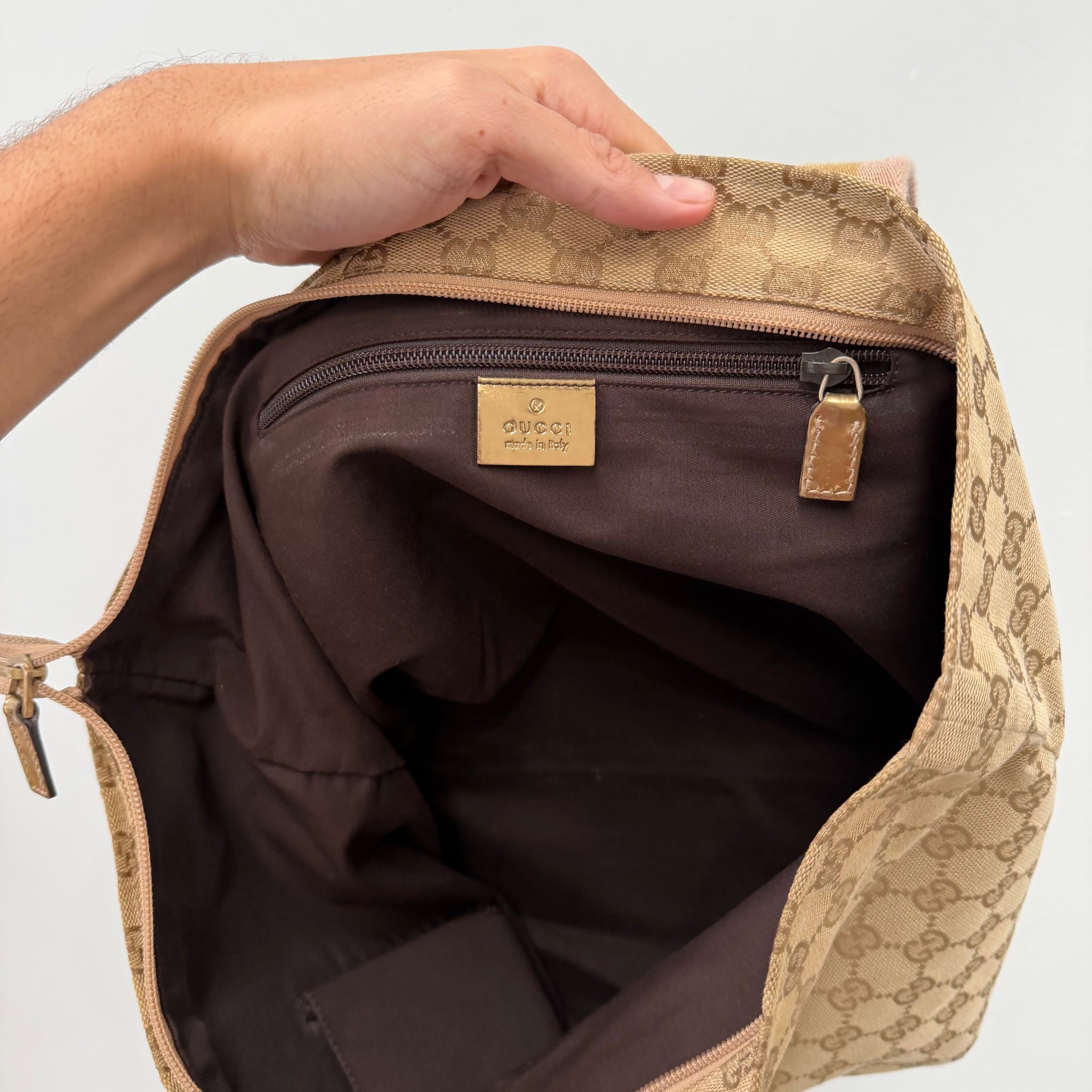 Gucci Bucket Hand Bag Beige Canvas