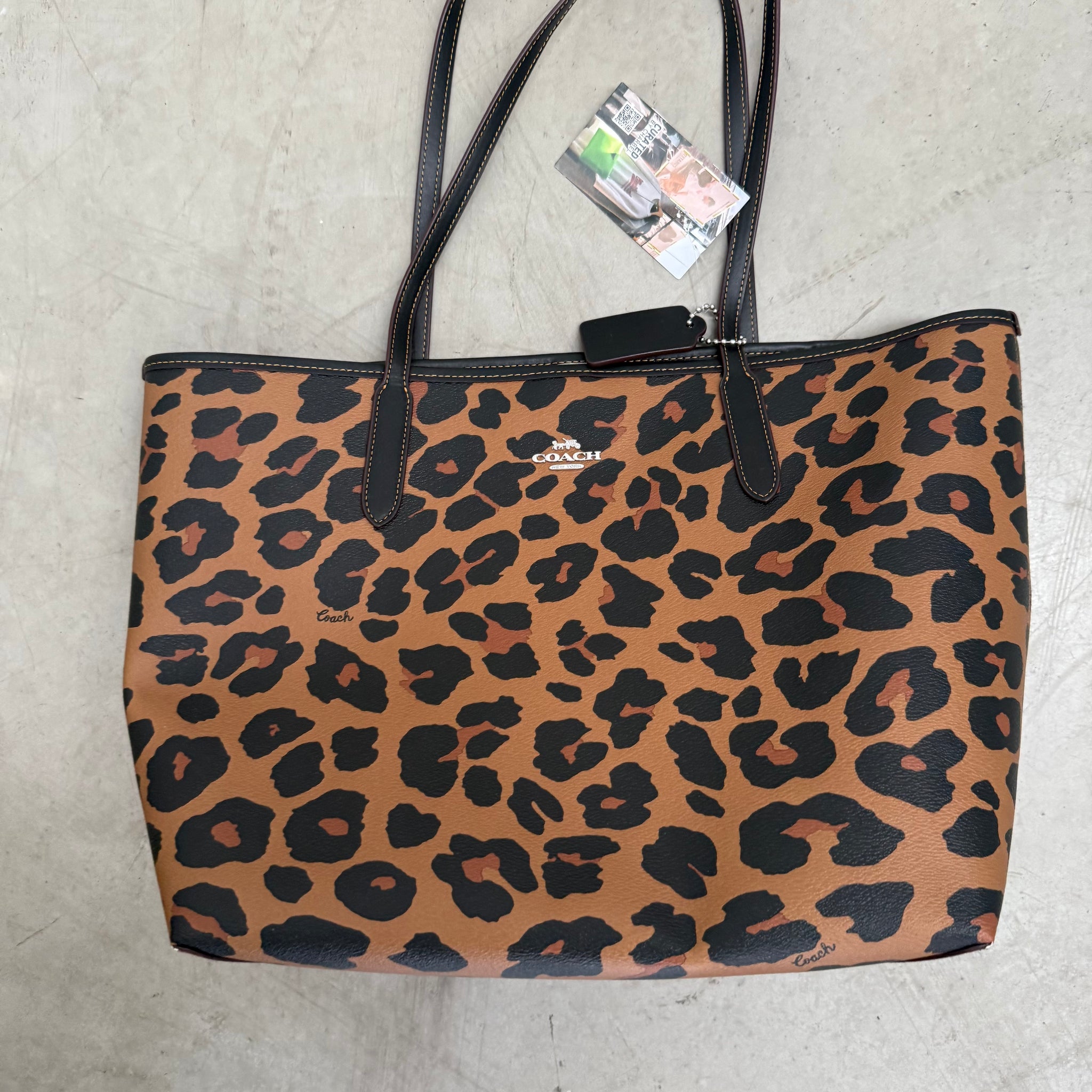 Coach Leopard Leather Tote Hand Bag