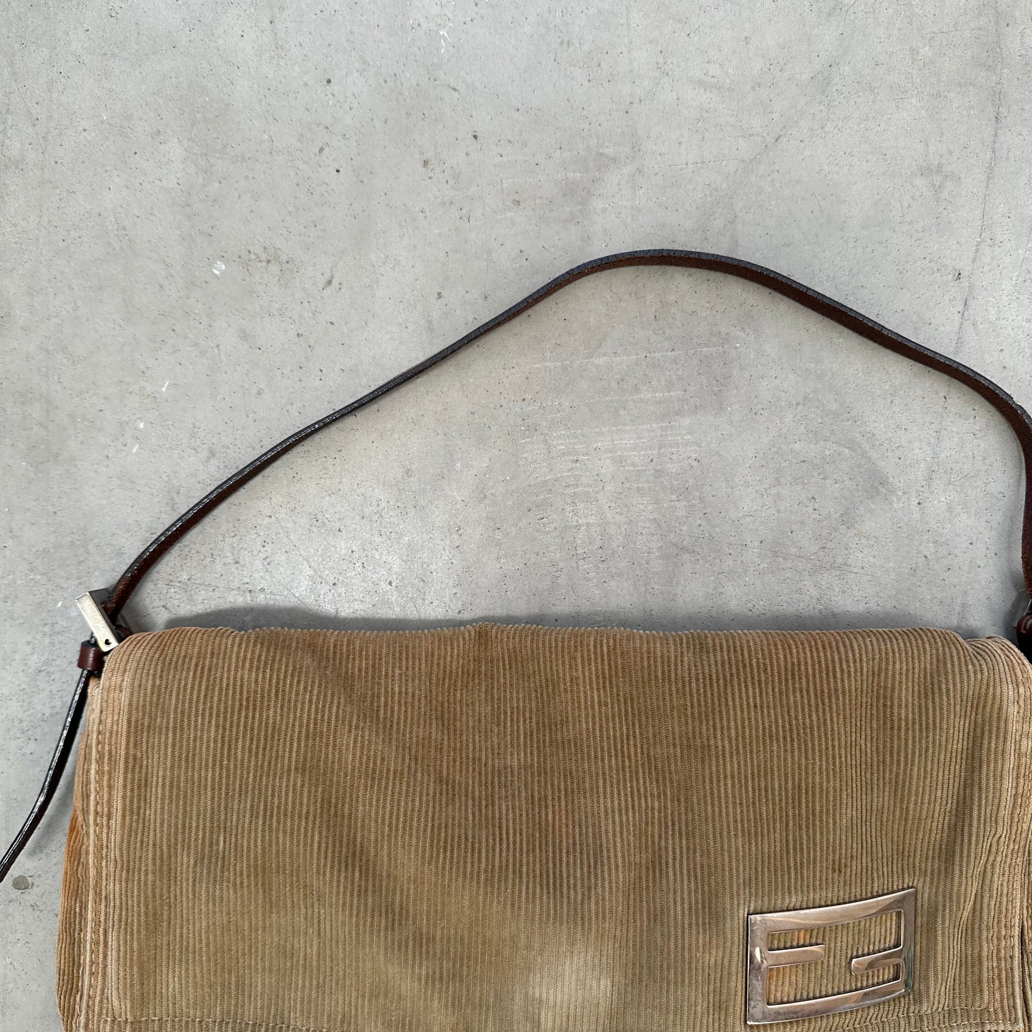 Fendi Vintage FF Logo Corduroy Shoulder Bag